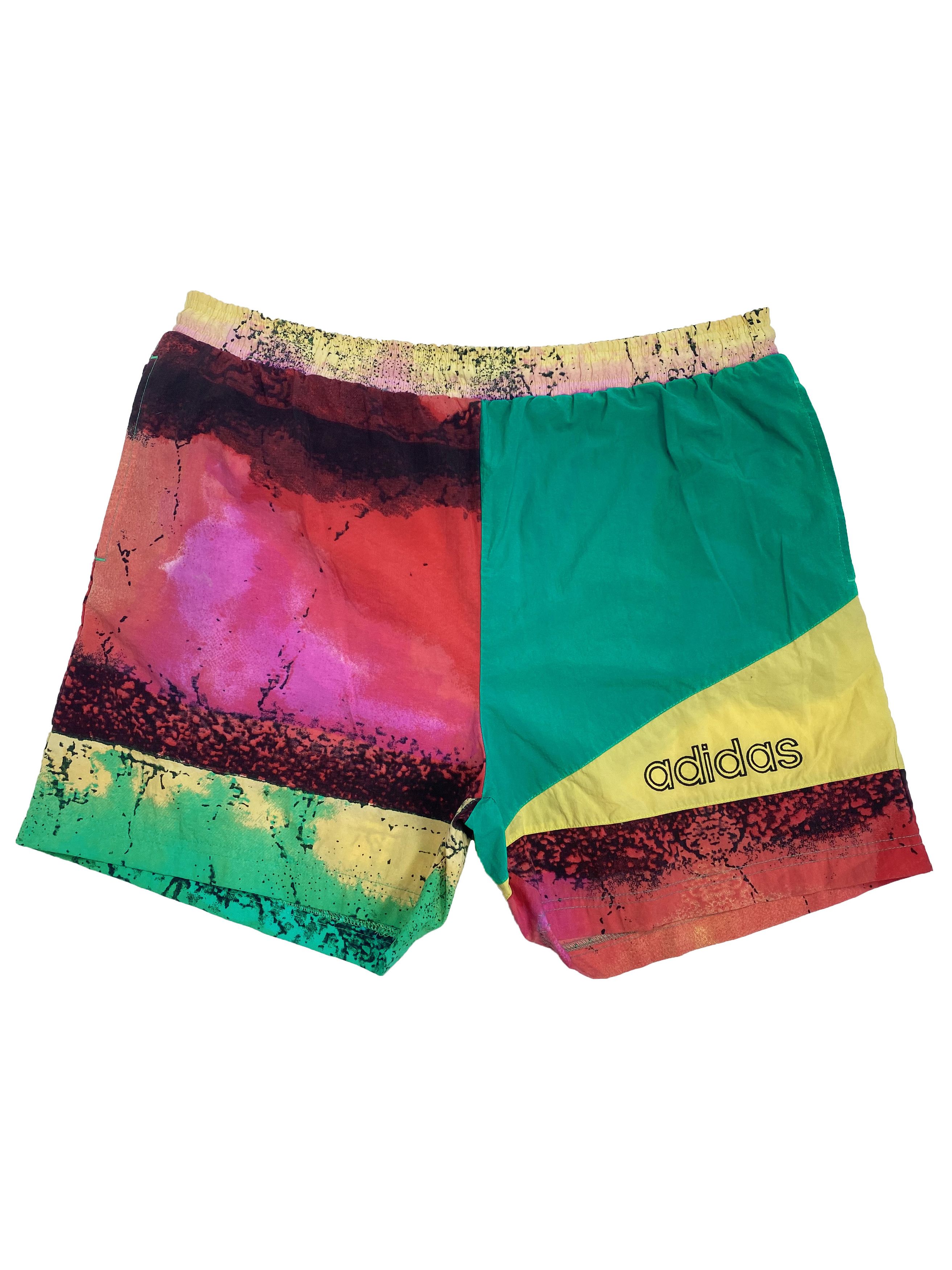 Adidas × Vintage Adidas 90s Vintage Printed Nylon Shorts Trunks Size US 34 / EU 50 - 1 Thumbnail