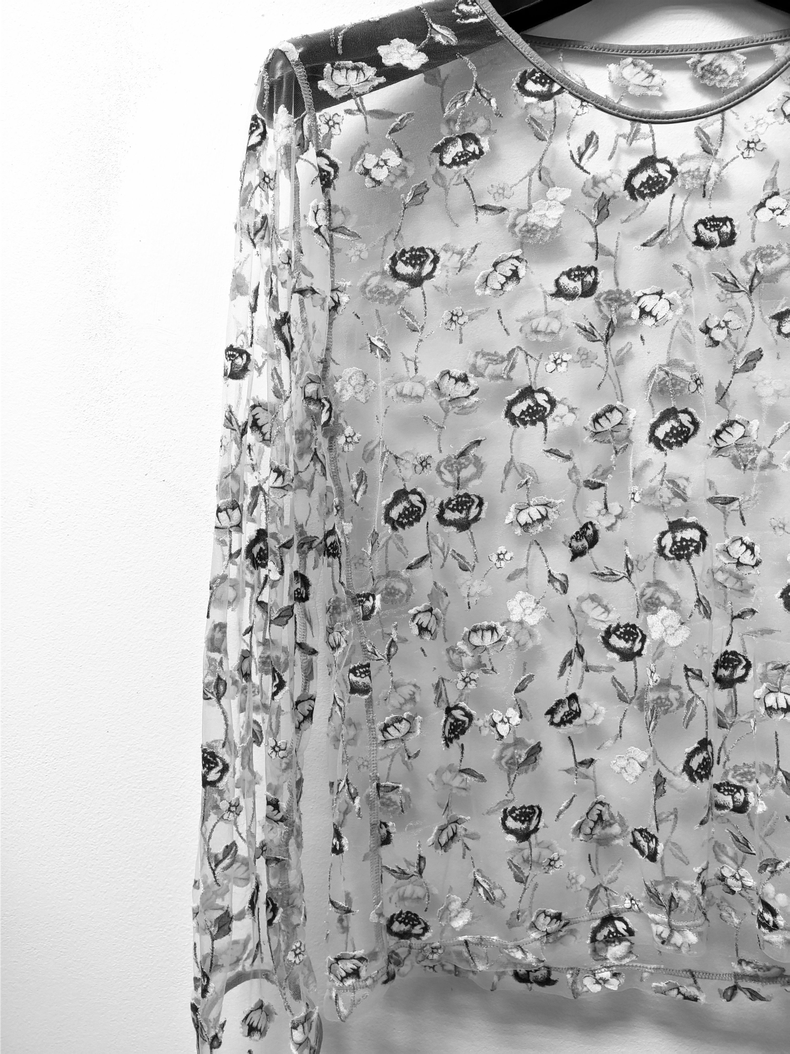 Vintage Japanese mesh long sleeve y2k floral printed translucent Size M / US 6-8 / IT 42-44 - 5 Thumbnail