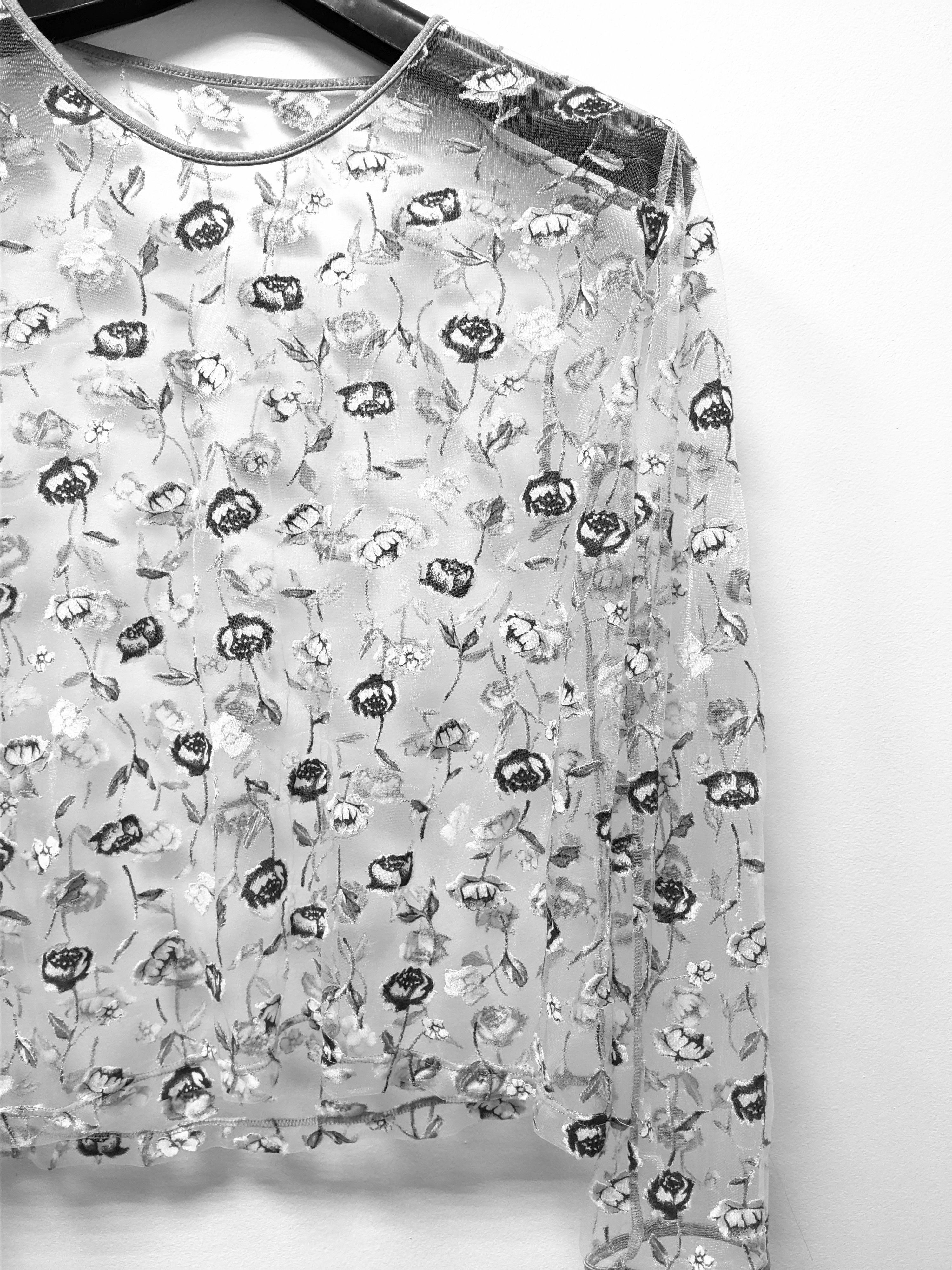 Vintage Japanese mesh long sleeve y2k floral printed translucent Size M / US 6-8 / IT 42-44 - 6 Thumbnail