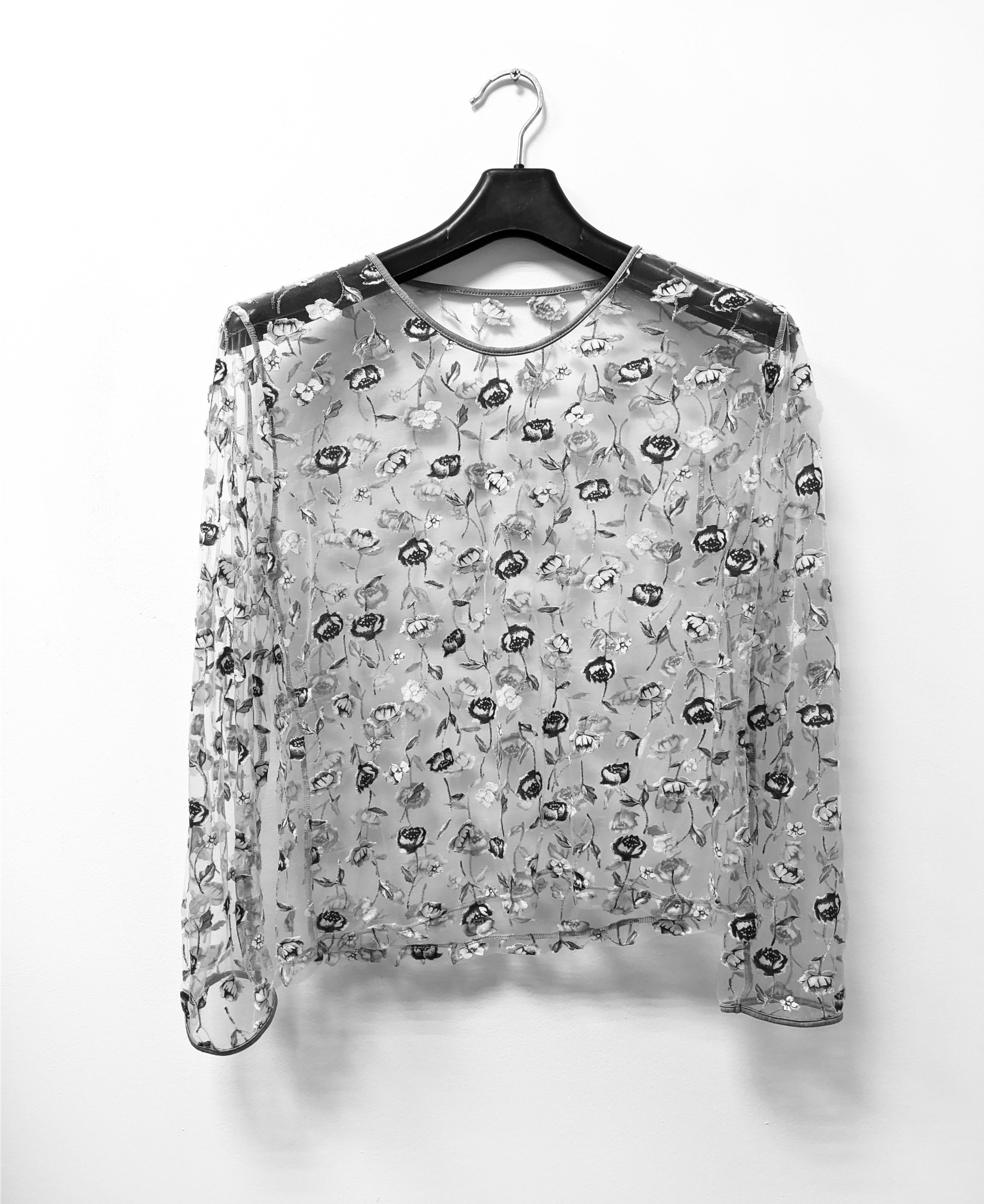 Vintage Japanese mesh long sleeve y2k floral printed translucent Size M / US 6-8 / IT 42-44 - 2 Thumbnail