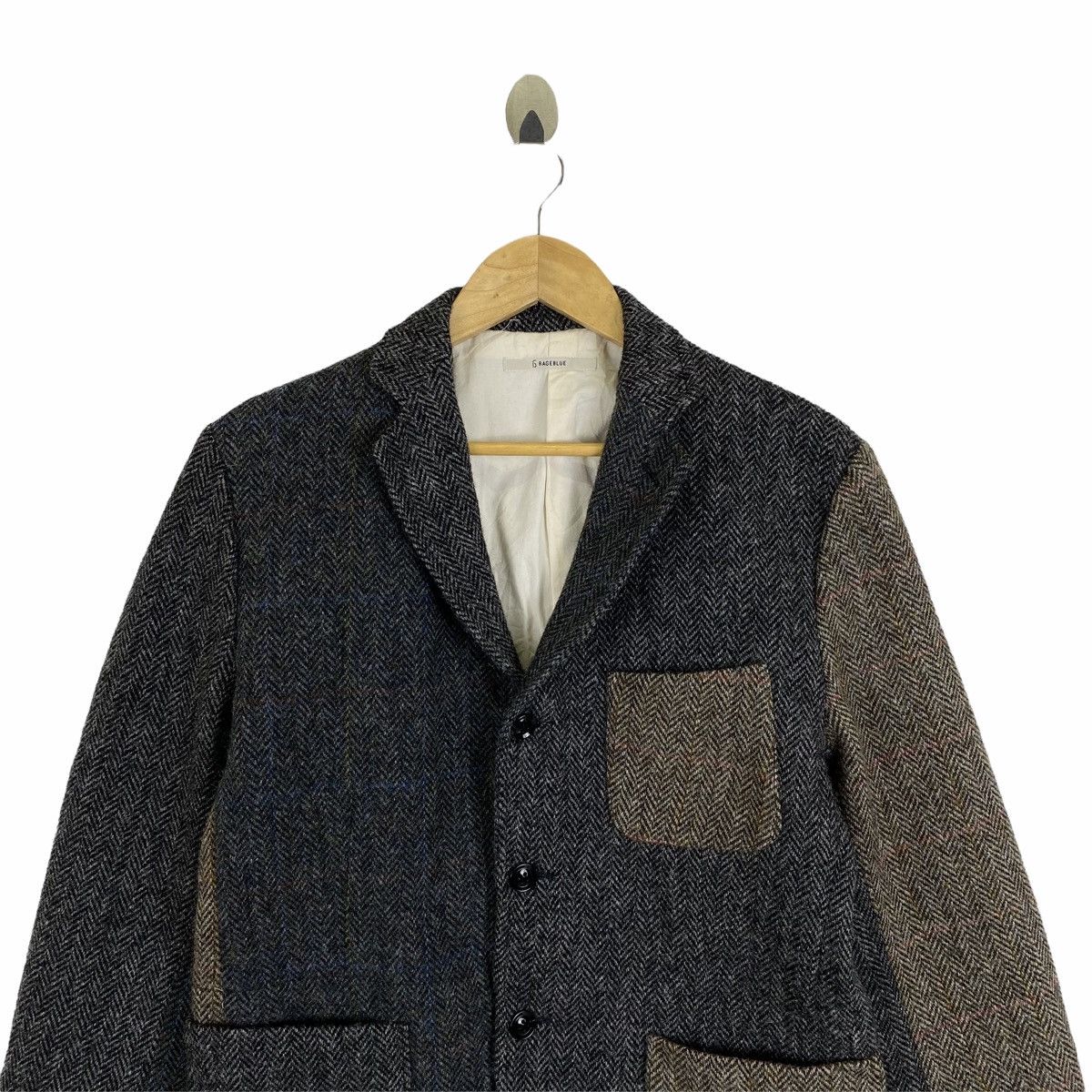 Harris Tweed × RAGEBLUE RAGEBLUE X HARRIS TWEED PATCHWORK BLAZER COATS JACKET Size US L / EU 52-54 / 3 - 5 Thumbnail