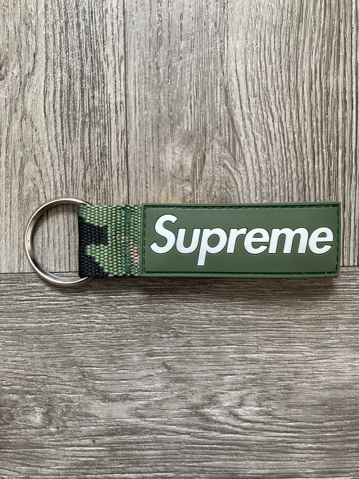 Supreme Supreme Webbing Keychain Green Camo | Grailed