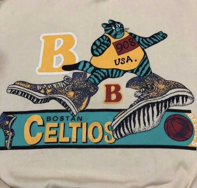 NFL Vintage fat cat celtios bostan sweatshirt parody design Size US L / EU 52-54 / 3 - 2 Thumbnail
