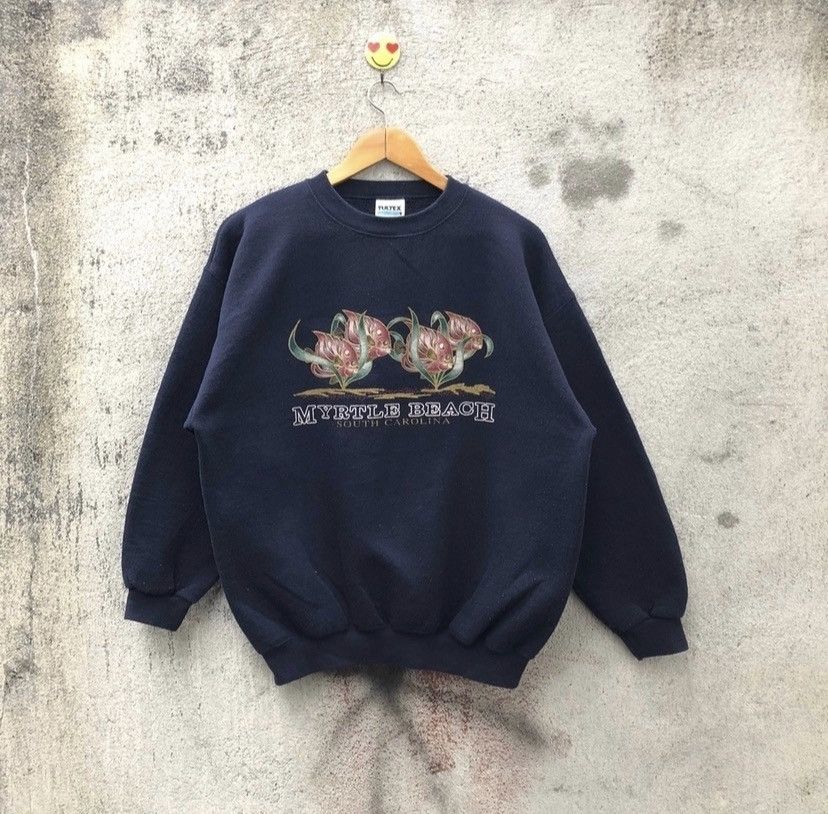 Vintage Vintage 90s myrtle beach sweatshirt pullover Size US L / EU 52-54 / 3 - 1 Thumbnail