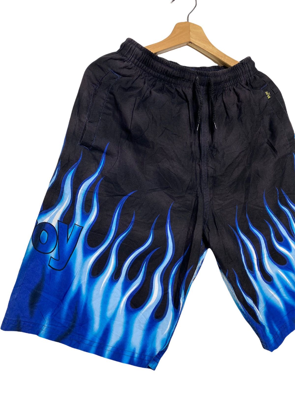 Vintage XX Badboy Blue Fire Flamed Shorts Size US 32 / EU 48 - 3 Thumbnail