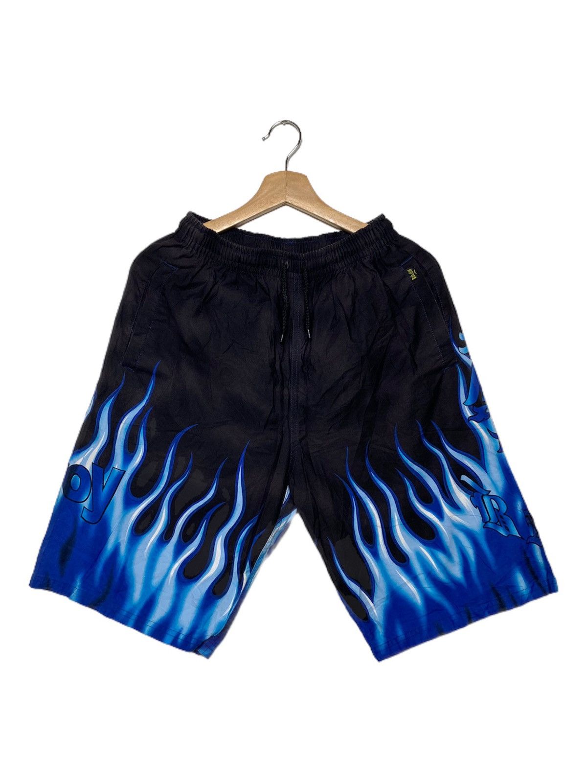 Vintage XX Badboy Blue Fire Flamed Shorts Size US 32 / EU 48 - 1 Thumbnail