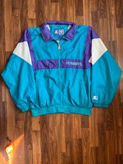 Rare Vintage 90s Starter Charlotte Hornets 1/2 Zipp Puffer Pullover Jacket  Coat NBA - YFS - Your Football Shirt