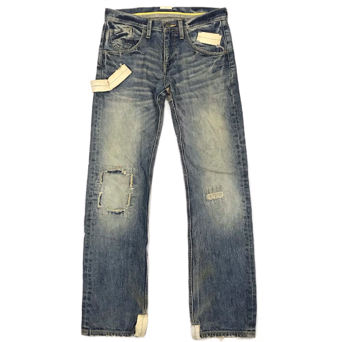 image of Distressed Denim x R Newbold R. Newbold Patch Work Denim in Blue, Men's (Size 32)