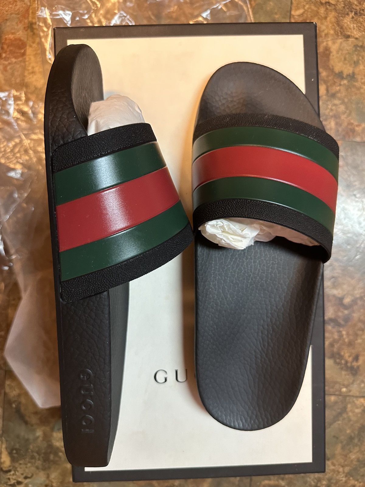 Gucci Gucci Web Rubber Slide Sandals Black/Green/Red – New in Box Size US 8 / EU 41 - 3 Thumbnail