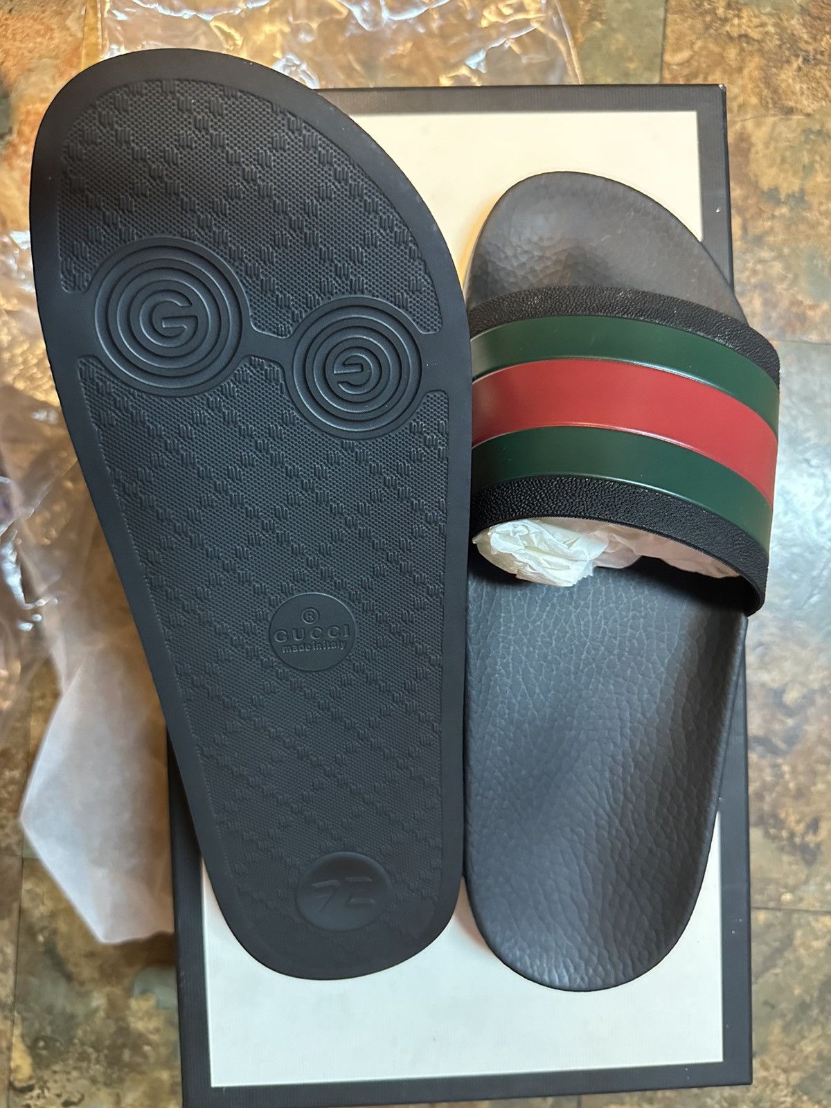 Gucci Gucci Web Rubber Slide Sandals Black/Green/Red – New in Box Size US 8 / EU 41 - 4 Thumbnail