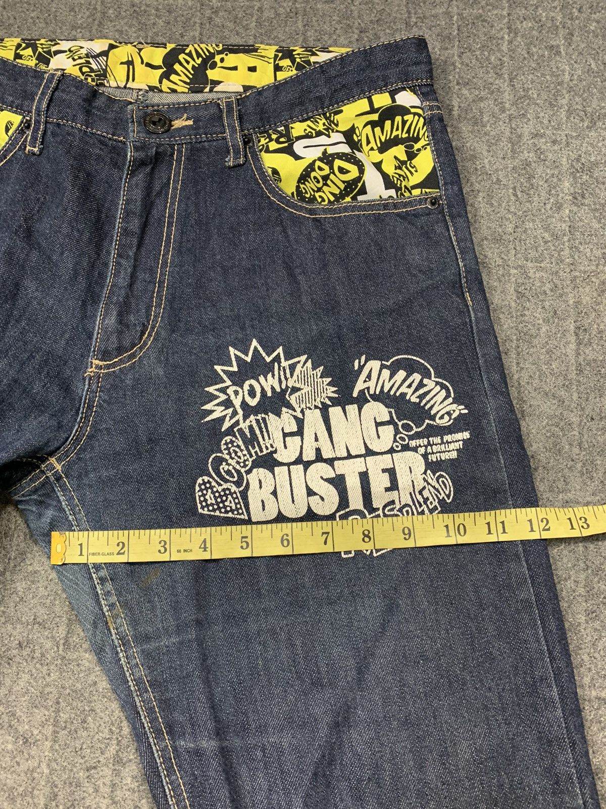 Japanese Brand Gang Buster Resplend Pow Indigo Printed Denim Jeans Size US 32 / EU 48 - 11 Thumbnail