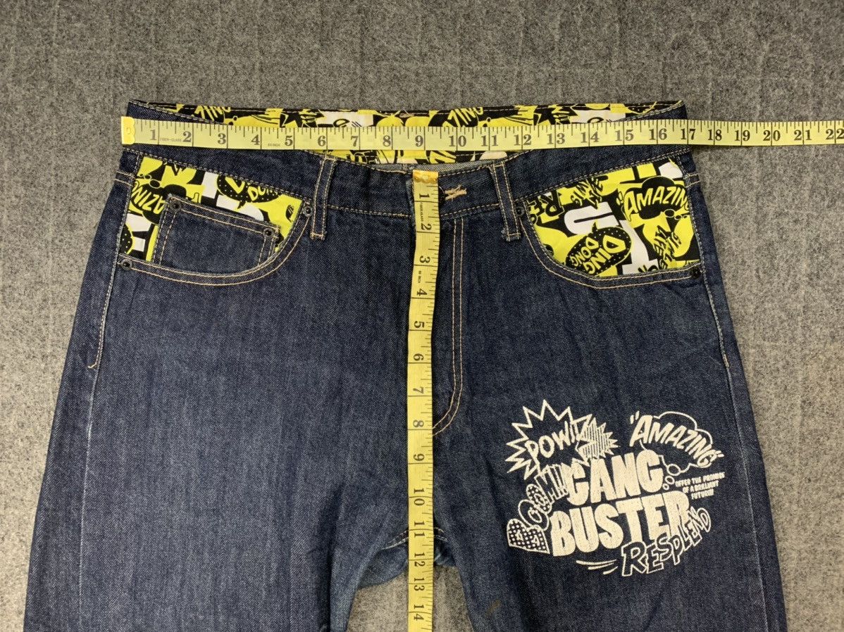Japanese Brand Gang Buster Resplend Pow Indigo Printed Denim Jeans Size US 32 / EU 48 - 9 Thumbnail