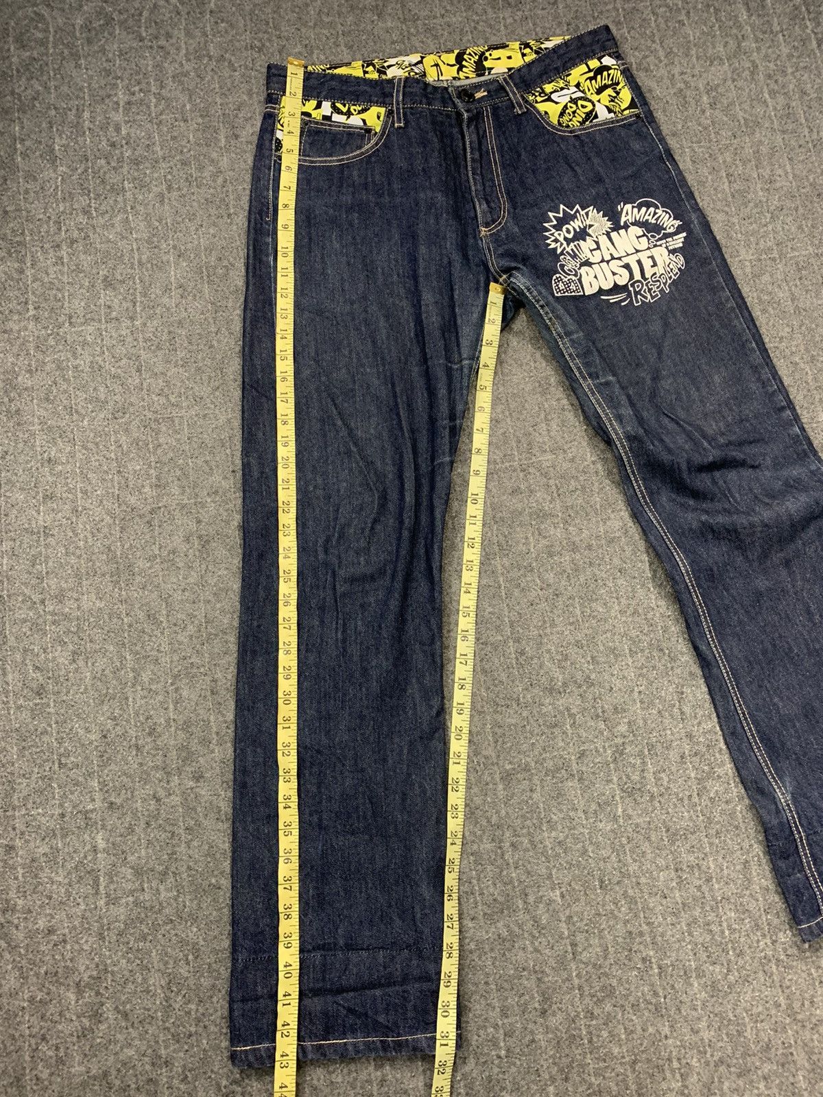 Japanese Brand Gang Buster Resplend Pow Indigo Printed Denim Jeans Size US 32 / EU 48 - 10 Thumbnail