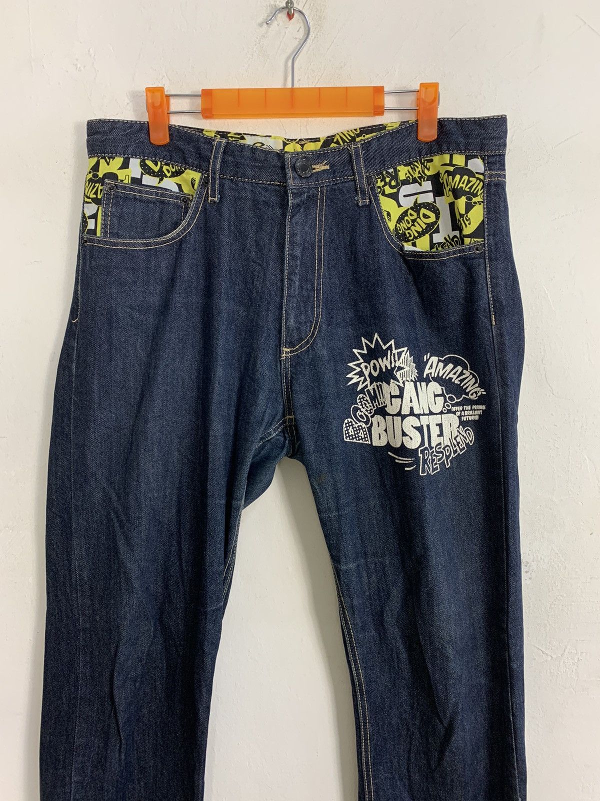 Japanese Brand Gang Buster Resplend Pow Indigo Printed Denim Jeans Size US 32 / EU 48 - 3 Thumbnail