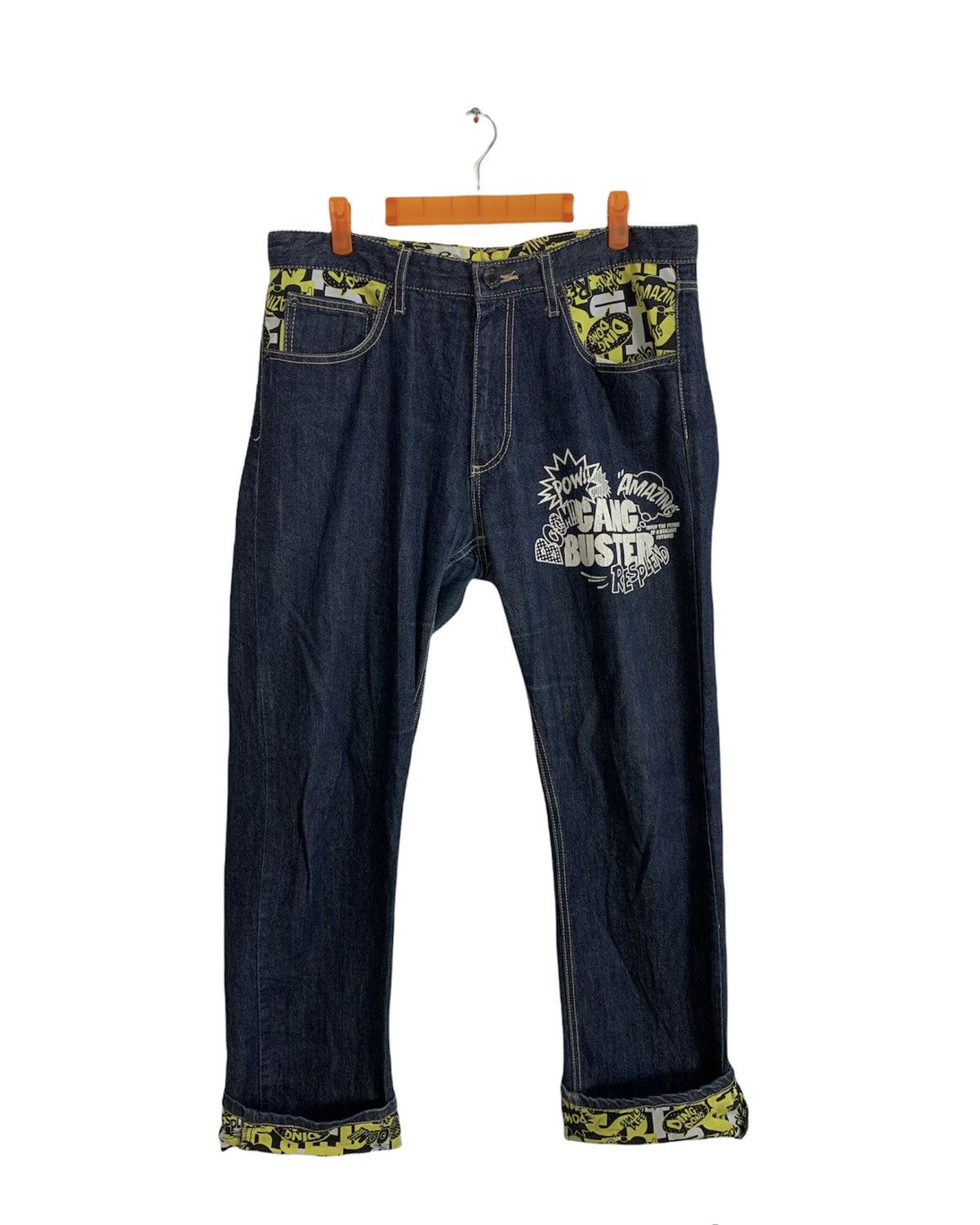 Japanese Brand Gang Buster Resplend Pow Indigo Printed Denim Jeans Size US 32 / EU 48 - 1 Thumbnail