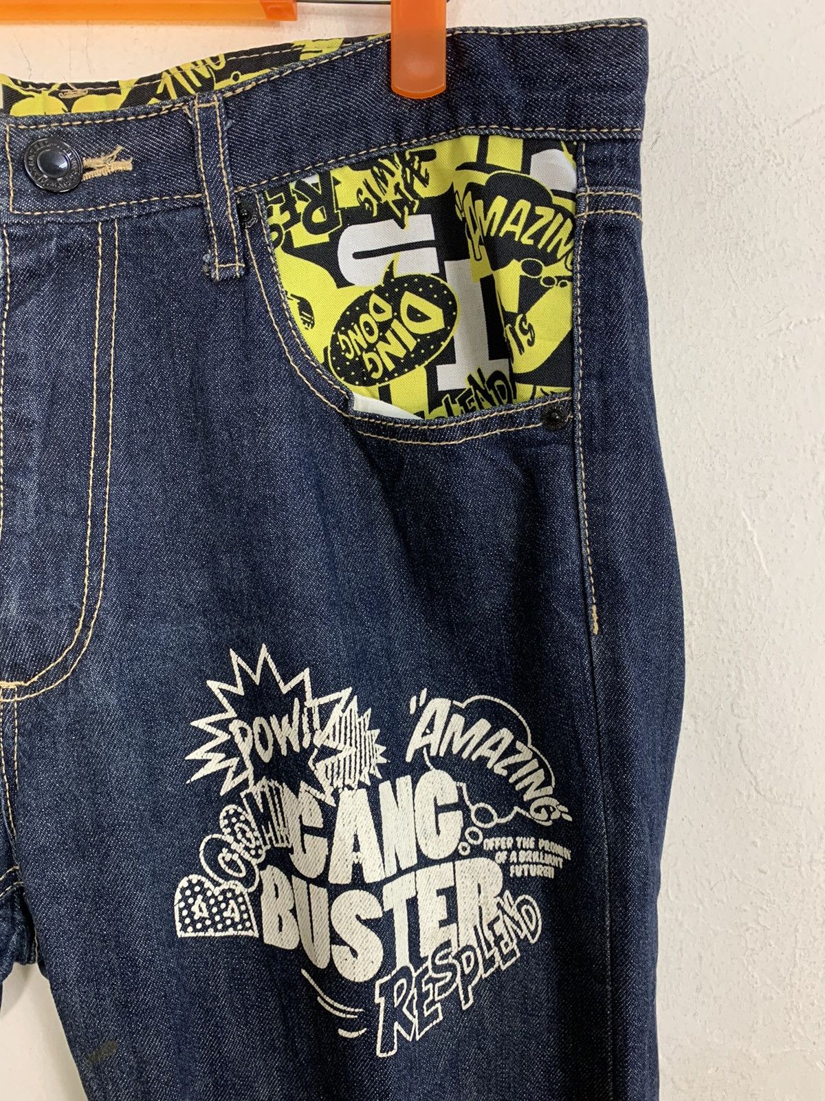 Japanese Brand Gang Buster Resplend Pow Indigo Printed Denim Jeans Size US 32 / EU 48 - 4 Thumbnail