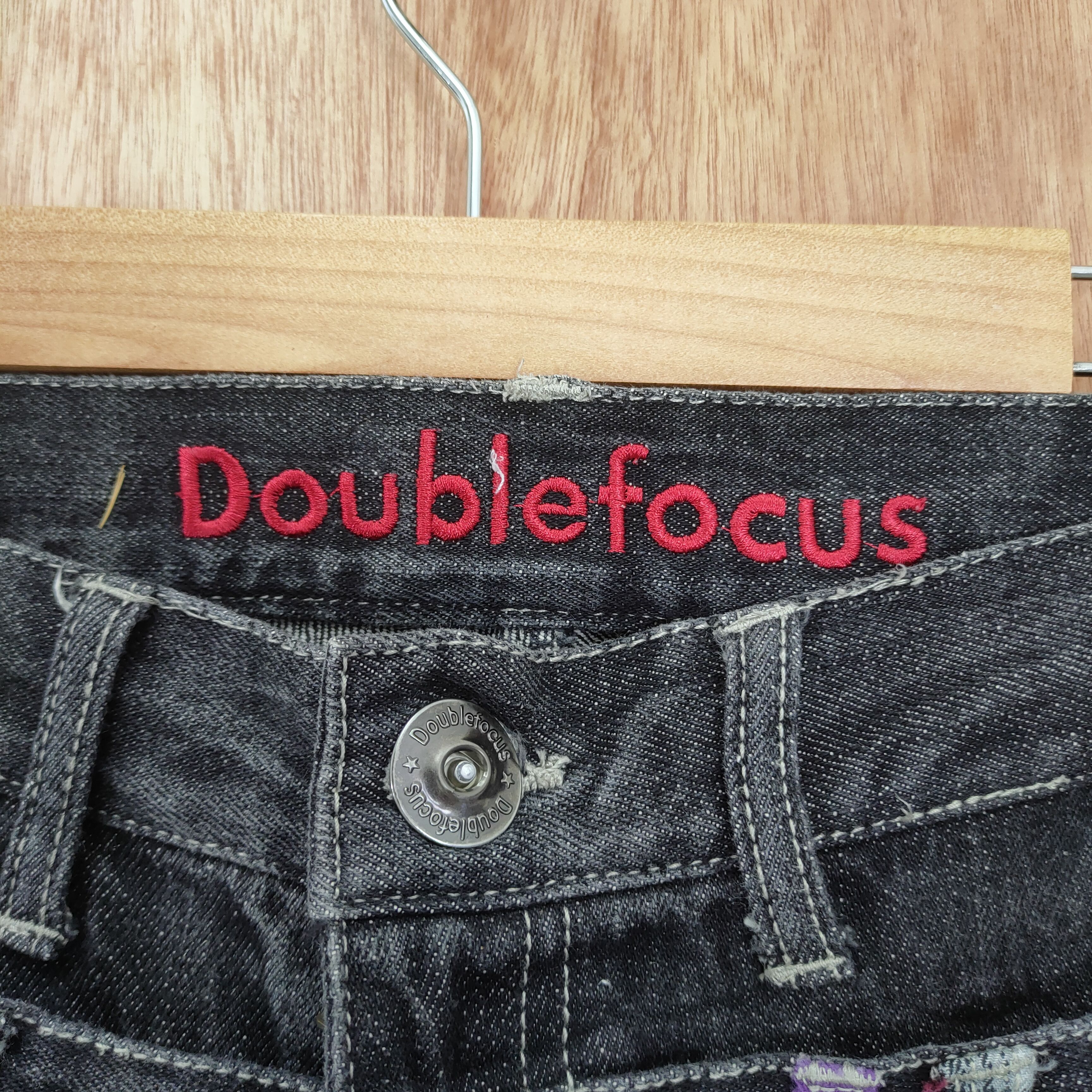Japanese Brand DOUBLE FOCUS DOUBLE WAIST BLACK DENIM JEANS PANTS Size US 30 / EU 46 - 8 Thumbnail