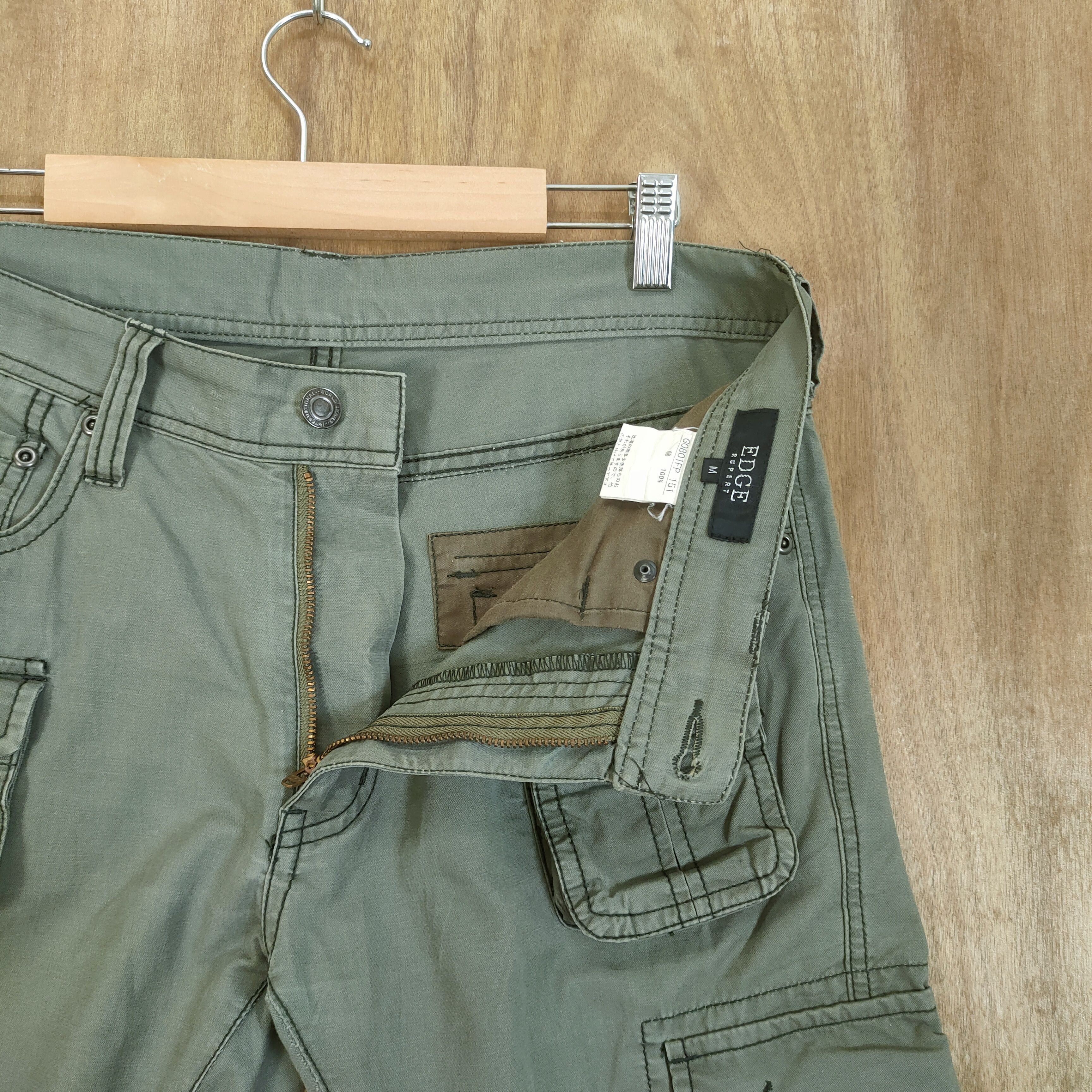 Japanese Brand VINTAGE EGDE FADED FLARE CARGO PANTS Size US 31 - 9 Thumbnail