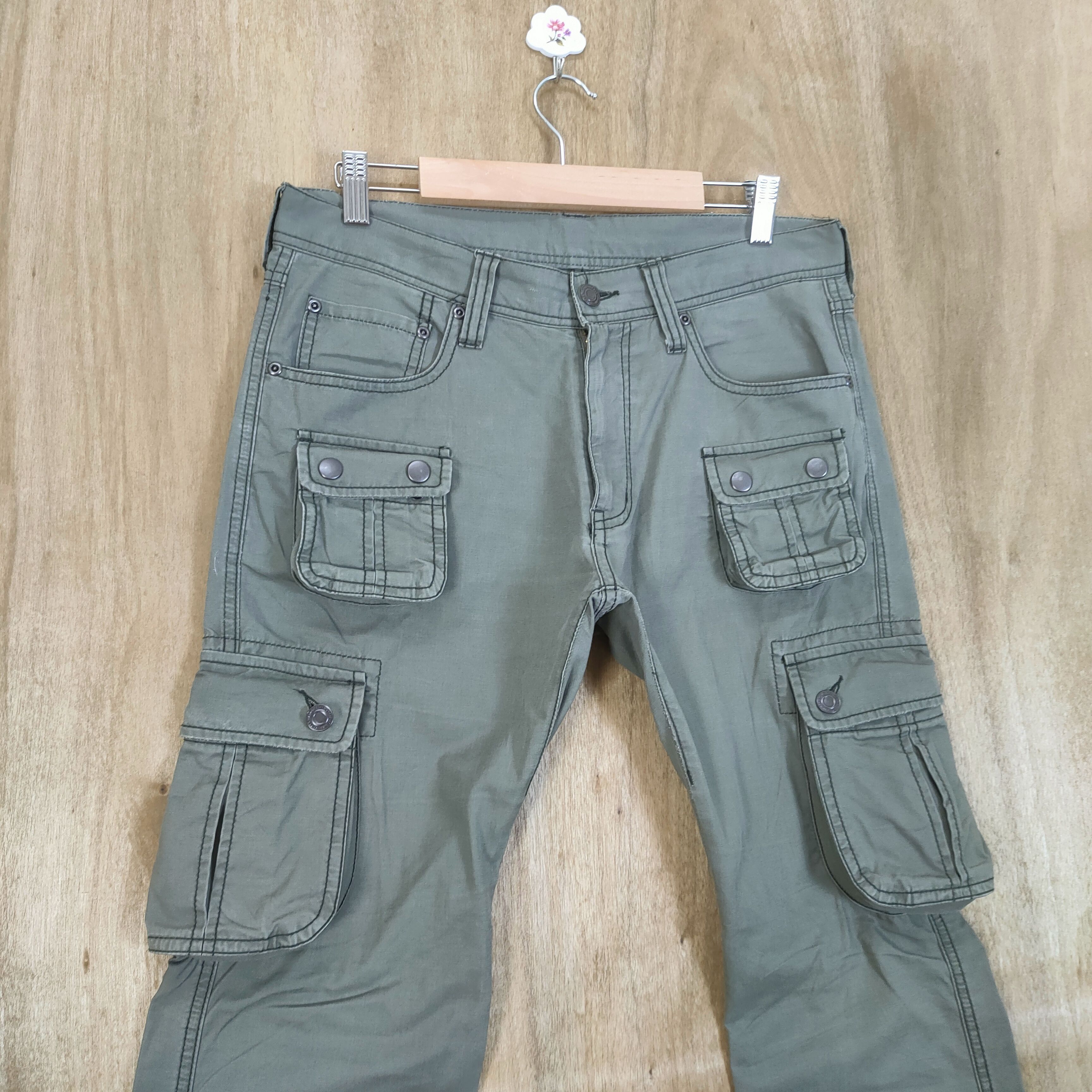 Japanese Brand VINTAGE EGDE FADED FLARE CARGO PANTS Size US 31 - 2 Thumbnail