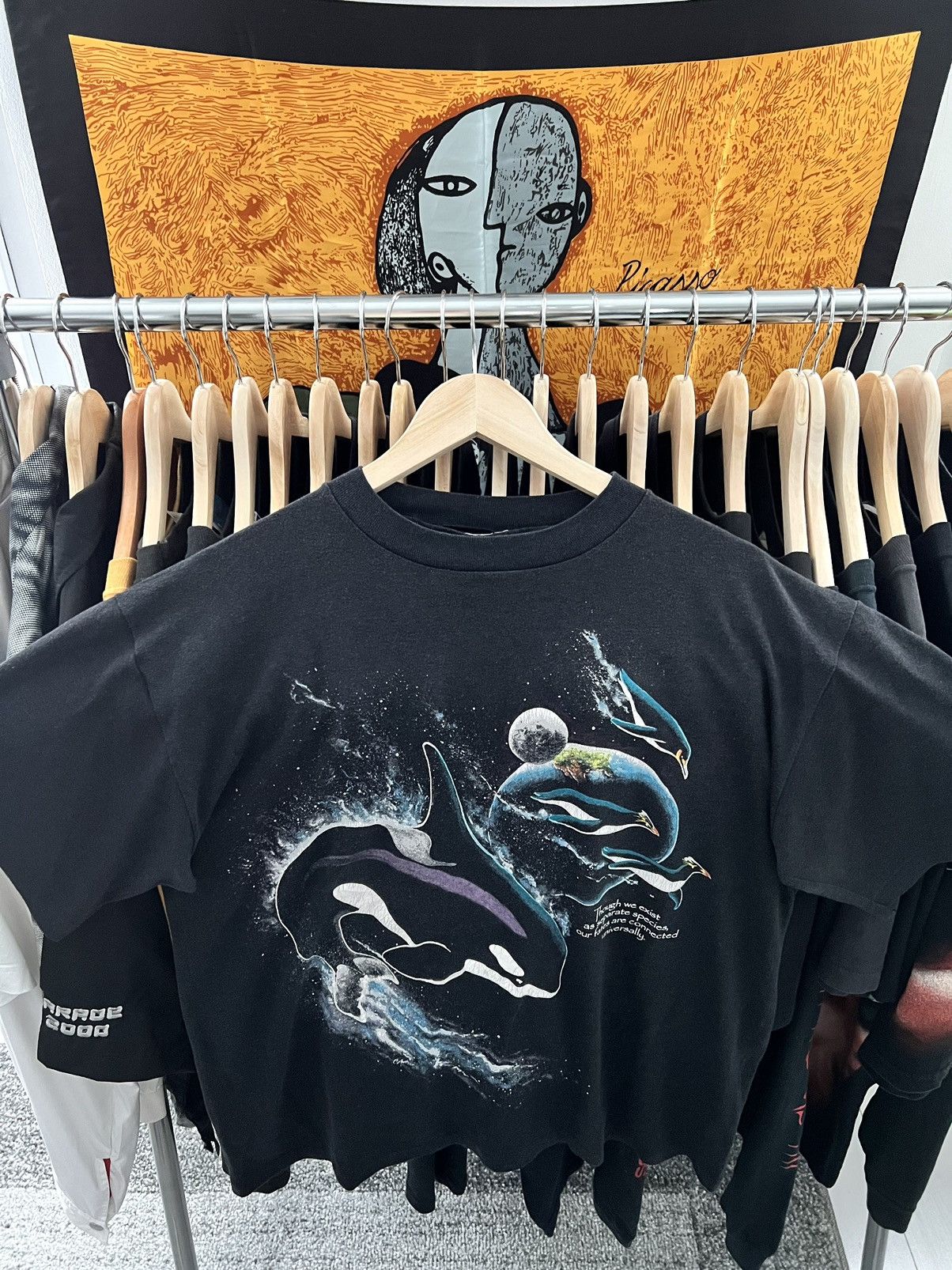Vintage Harlequin 1990 Vintage Cosmic Ocean Life T Shirt Size US M / EU 48-50 / 2 - 1 Thumbnail