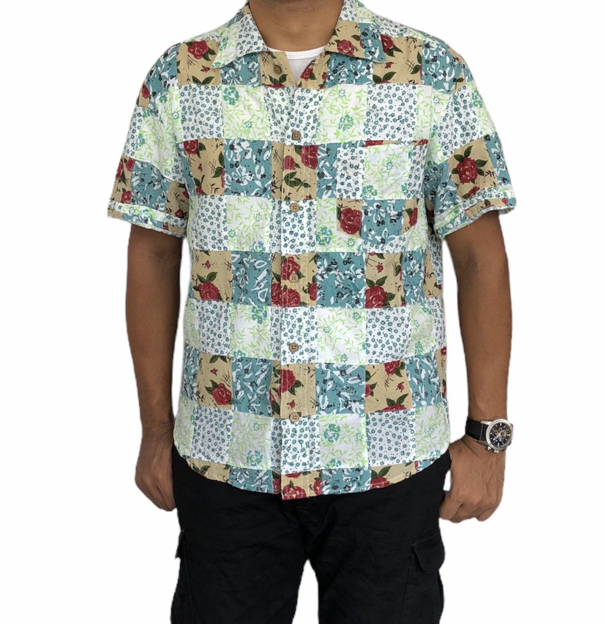 Kansai Yamamoto Kansai Jeans Flora Patchwork Short Sleeves Shirt Size US M / EU 48-50 / 2 - 3 Thumbnail