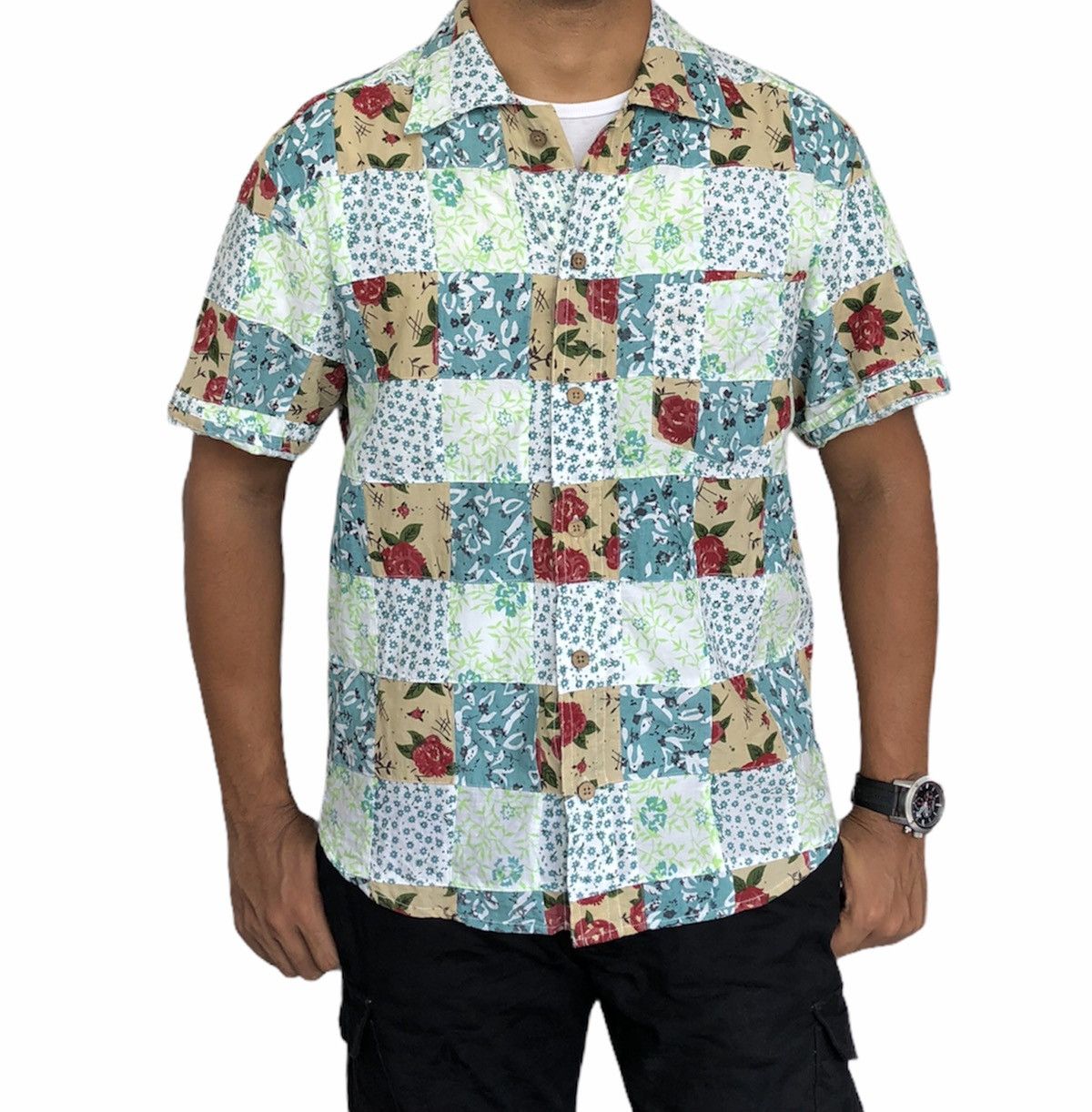Kansai Yamamoto Kansai Jeans Flora Patchwork Short Sleeves Shirt Size US M / EU 48-50 / 2 - 4 Thumbnail