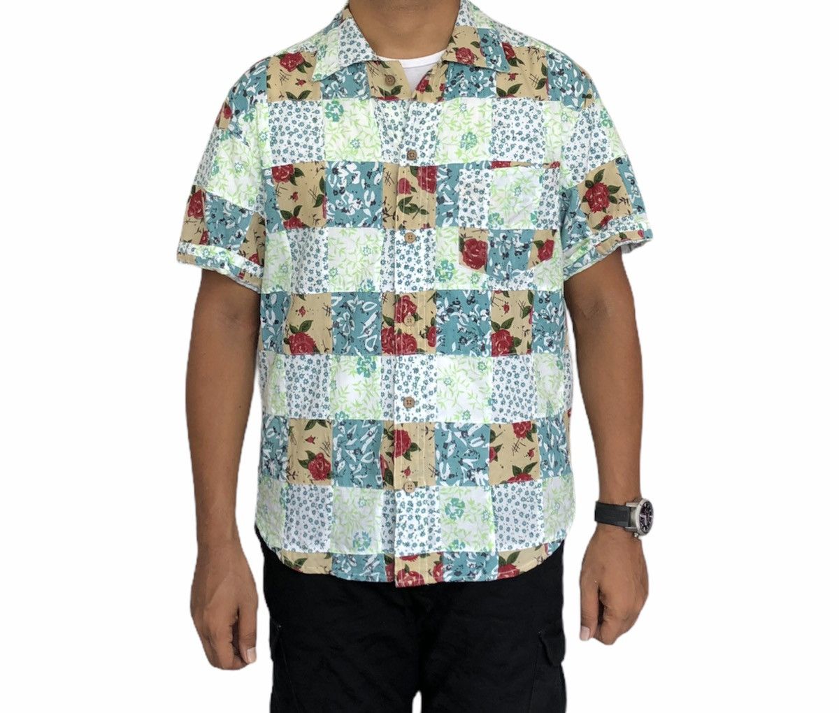 Kansai Yamamoto Kansai Jeans Flora Patchwork Short Sleeves Shirt Size US M / EU 48-50 / 2 - 1 Thumbnail