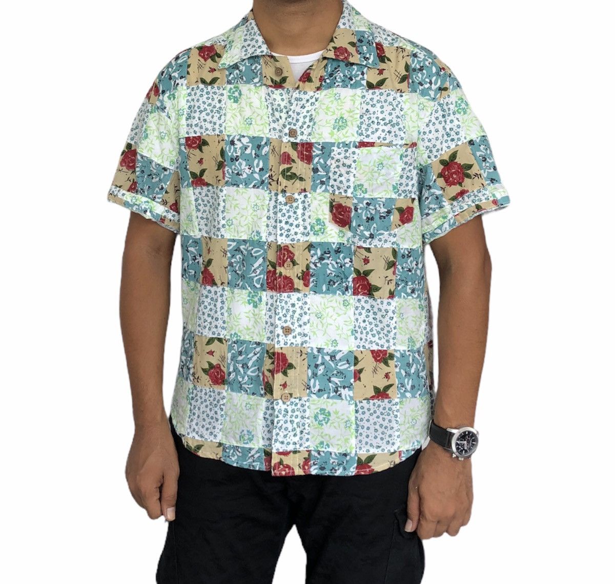 Kansai Yamamoto Kansai Jeans Flora Patchwork Short Sleeves Shirt Size US M / EU 48-50 / 2 - 2 Thumbnail