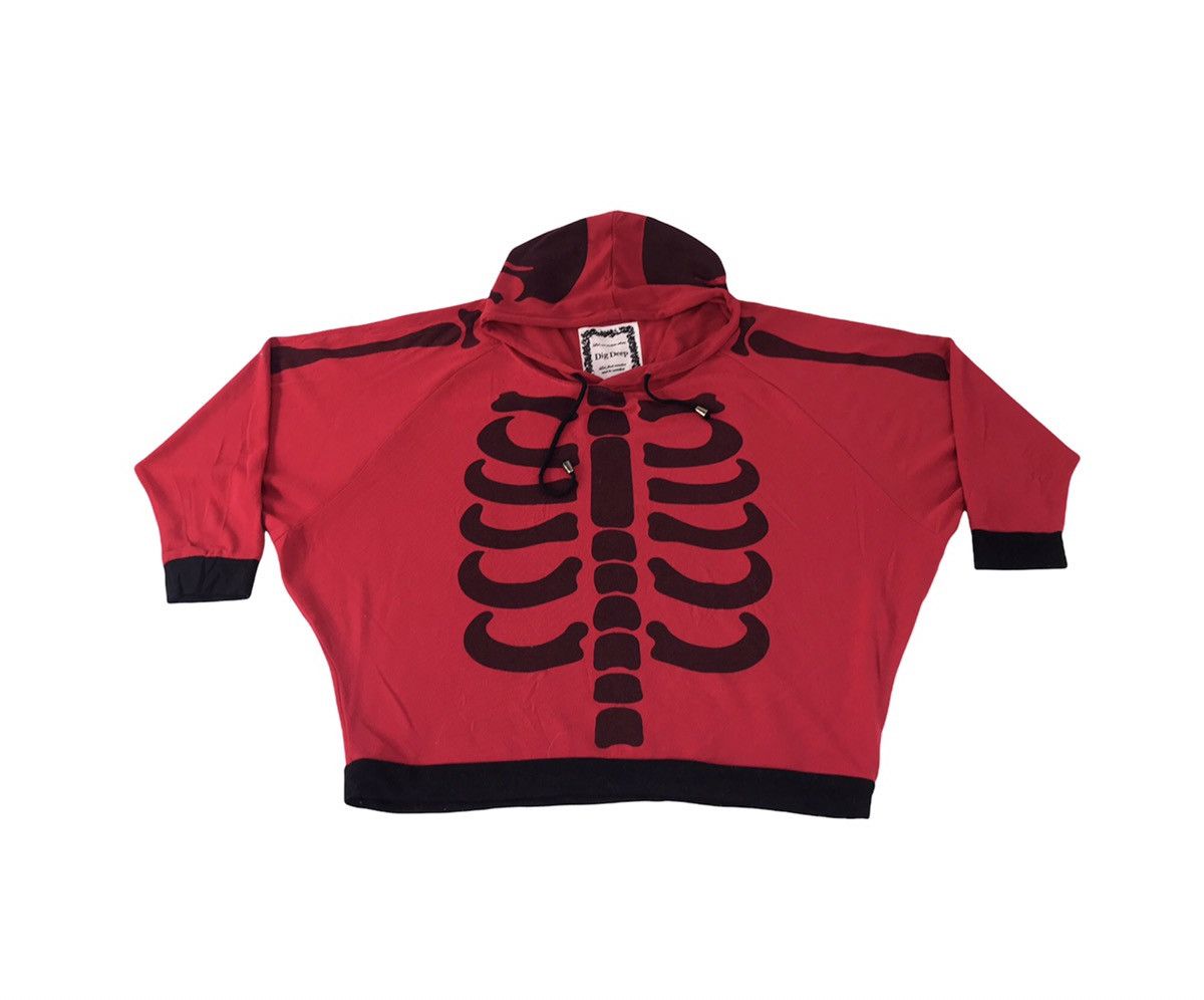 Japanese Brand × Vintage Dig Deep Rib Bone Skull Graphic Screen Baggy Hoodies Size US L / EU 52-54 / 3 - 1 Thumbnail