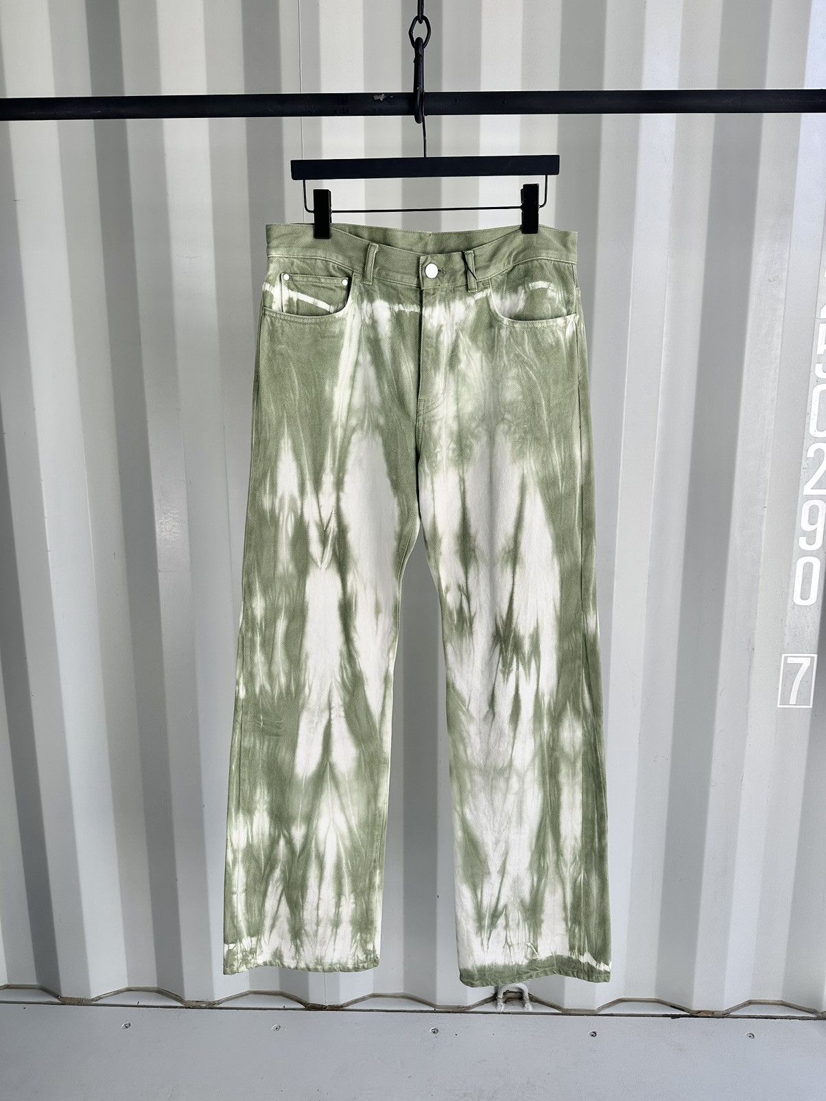 image of Louis Vuitton x Virgil Abloh Tie Dye Flare Insert Denim in Green, Men's (Size 32)