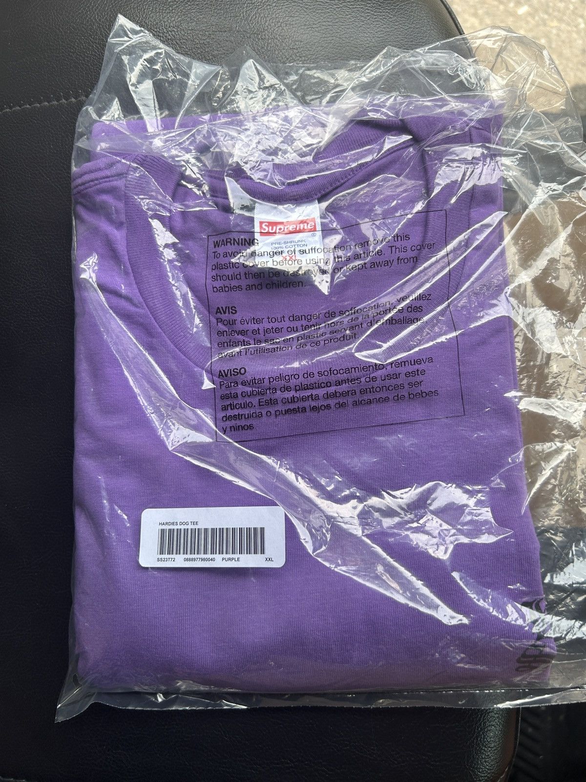 Supreme In hand Supreme Hardies dog tee purple 2XL | Grailed