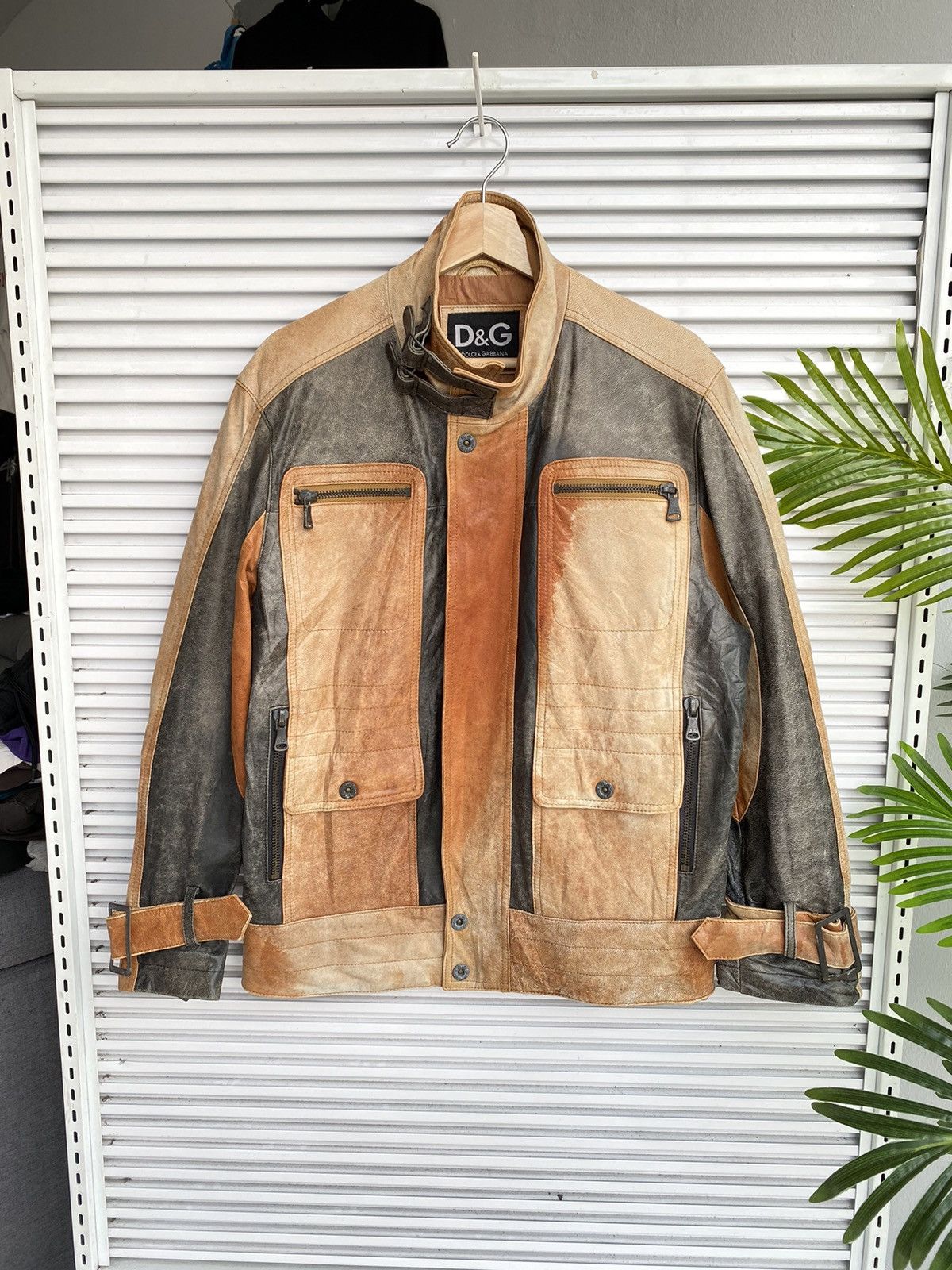 OG Vintage Dolce & Gabbana Belt Tactical Leather Jacket