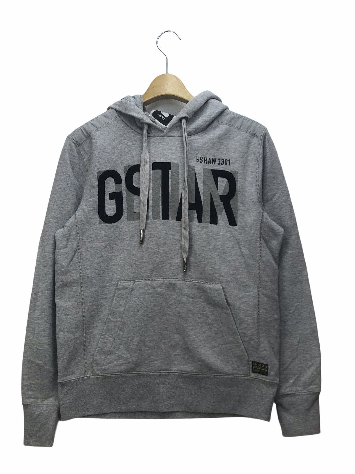image of Gstar G Star Spellout Hoodie in Grey, Men's (Size Medium)
