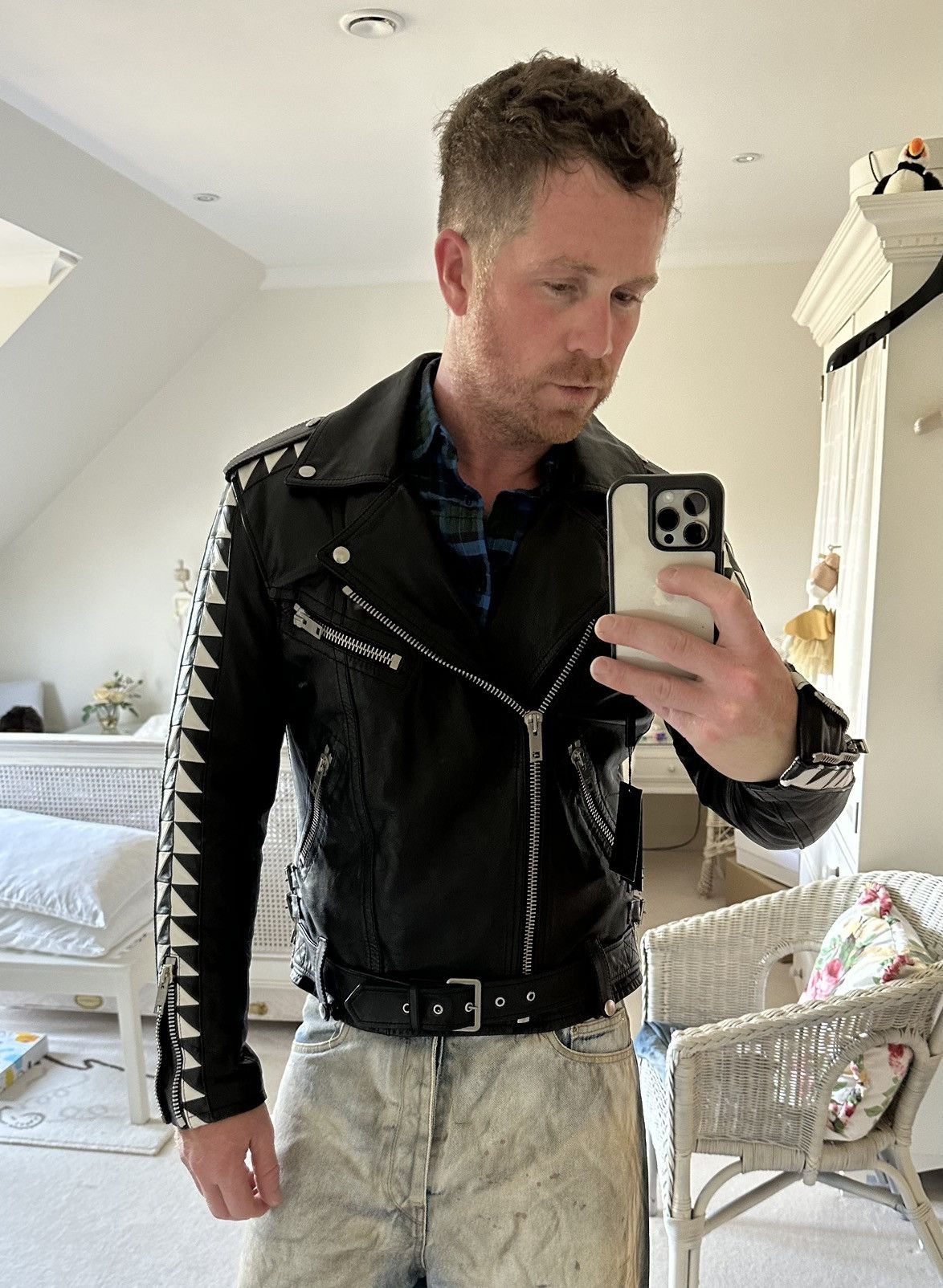 Celine SS22 $6500🤑 Celine biker D Ring leather jacket checkerboard Size US S / EU 44-46 / 1 - 6 Thumbnail