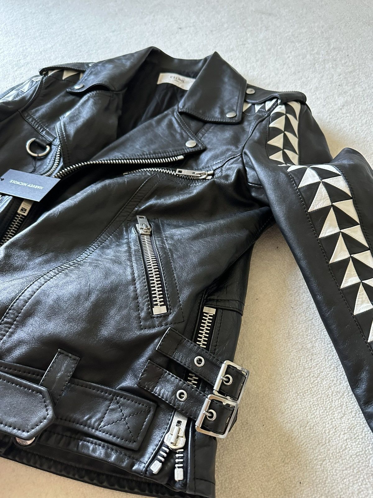 Celine SS22 $6500🤑 Celine biker D Ring leather jacket checkerboard Size US S / EU 44-46 / 1 - 11 Thumbnail