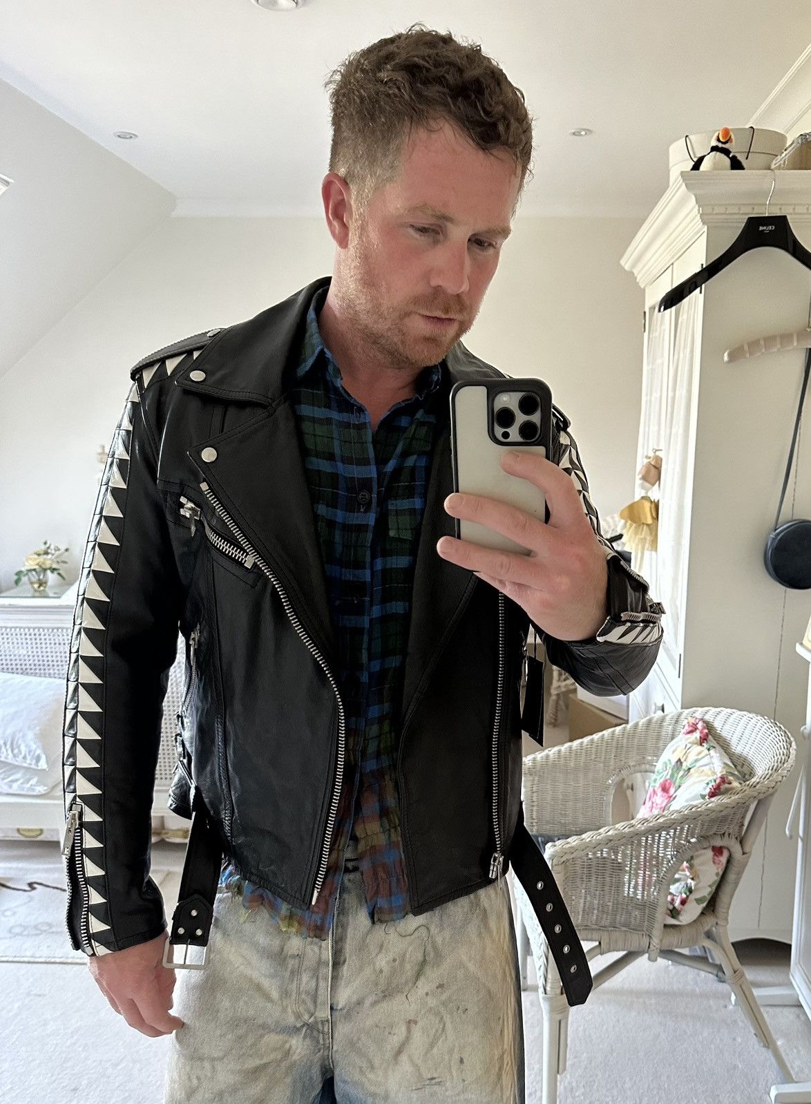 Celine SS22 $6500🤑 Celine biker D Ring leather jacket checkerboard Size US S / EU 44-46 / 1 - 4 Thumbnail