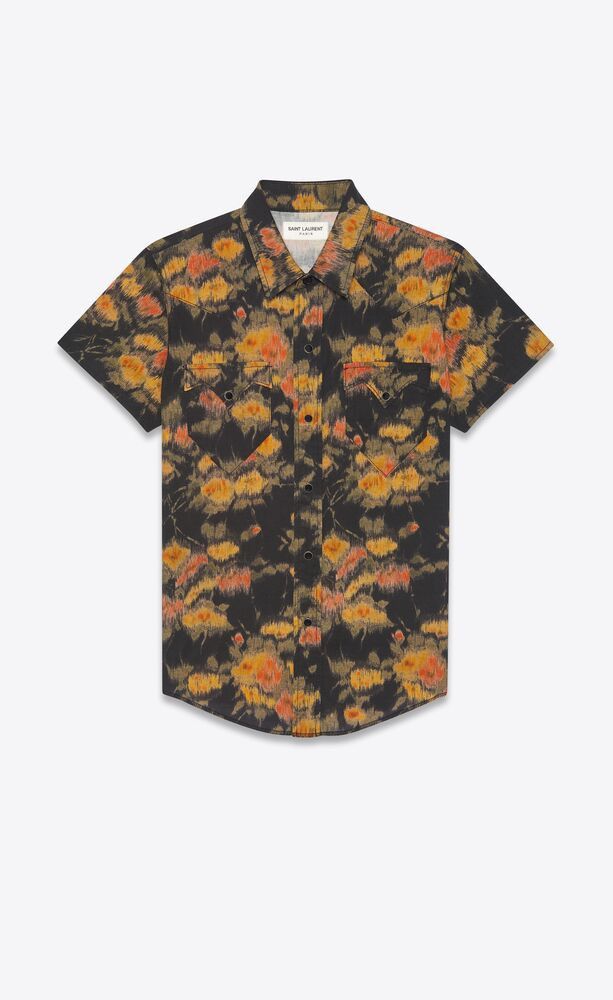 western shirt in vintage floral ikat