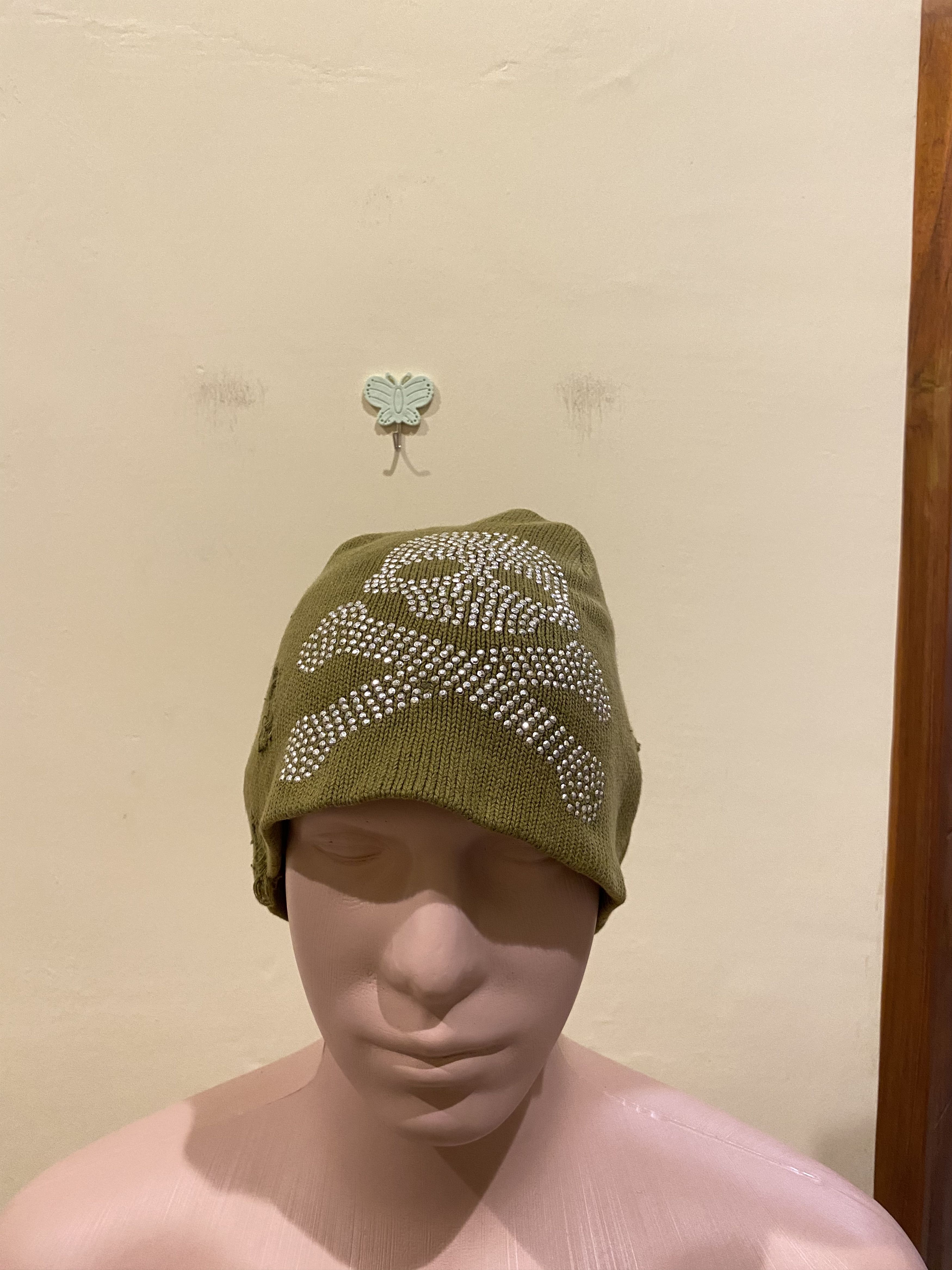 Japanese Brand × Seditionaries Rare Design Vintage Skull Bling Ring Army Green Beany Size ONE SIZE - 3 Thumbnail