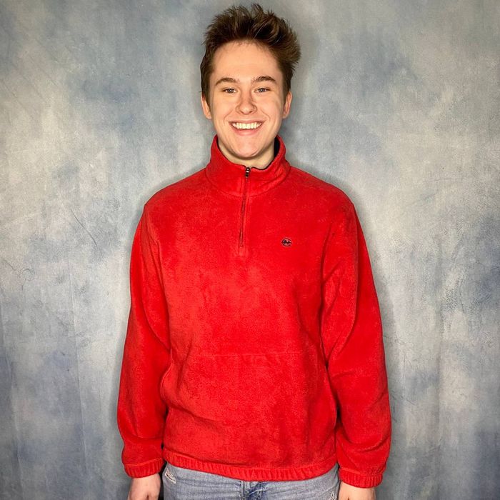 Vintage Nautica Fleece Jacket Red Quarter Zip | Grailed