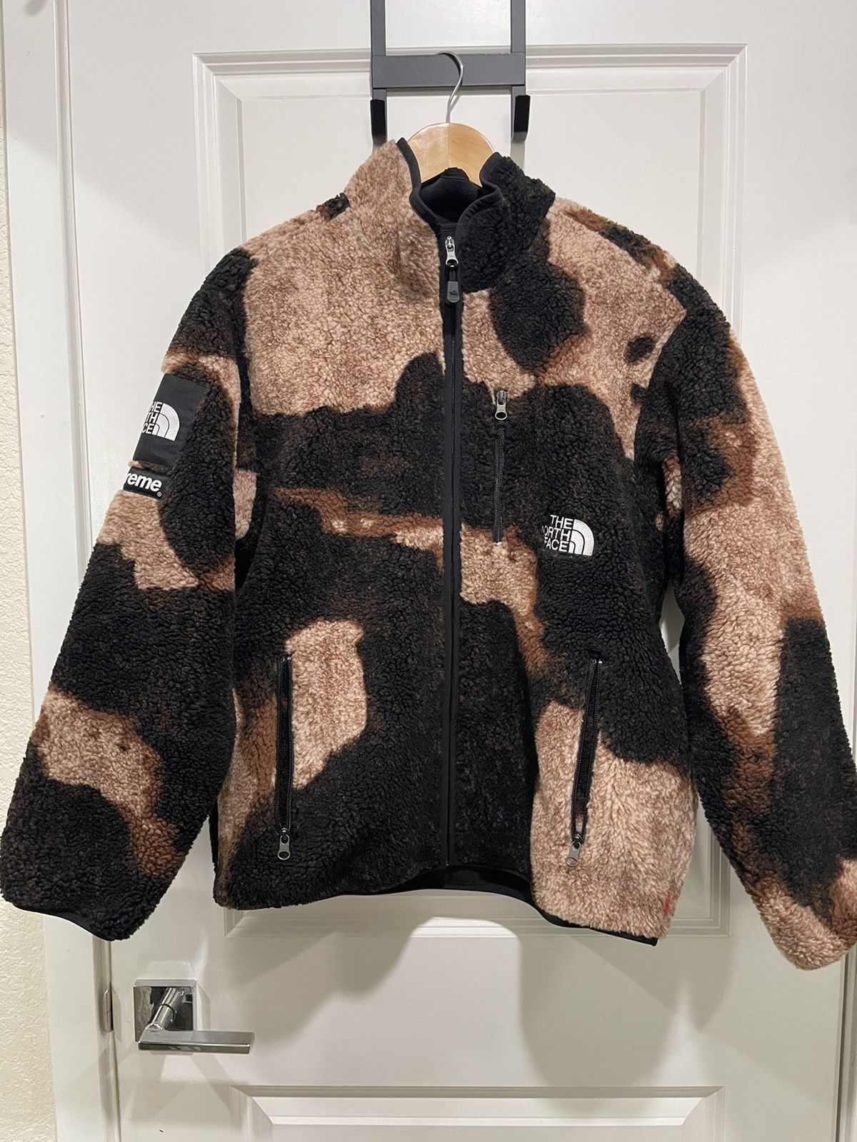 Supreme × The North Face TNF x Supreme Bleached Denim Print Fleece | Grailed