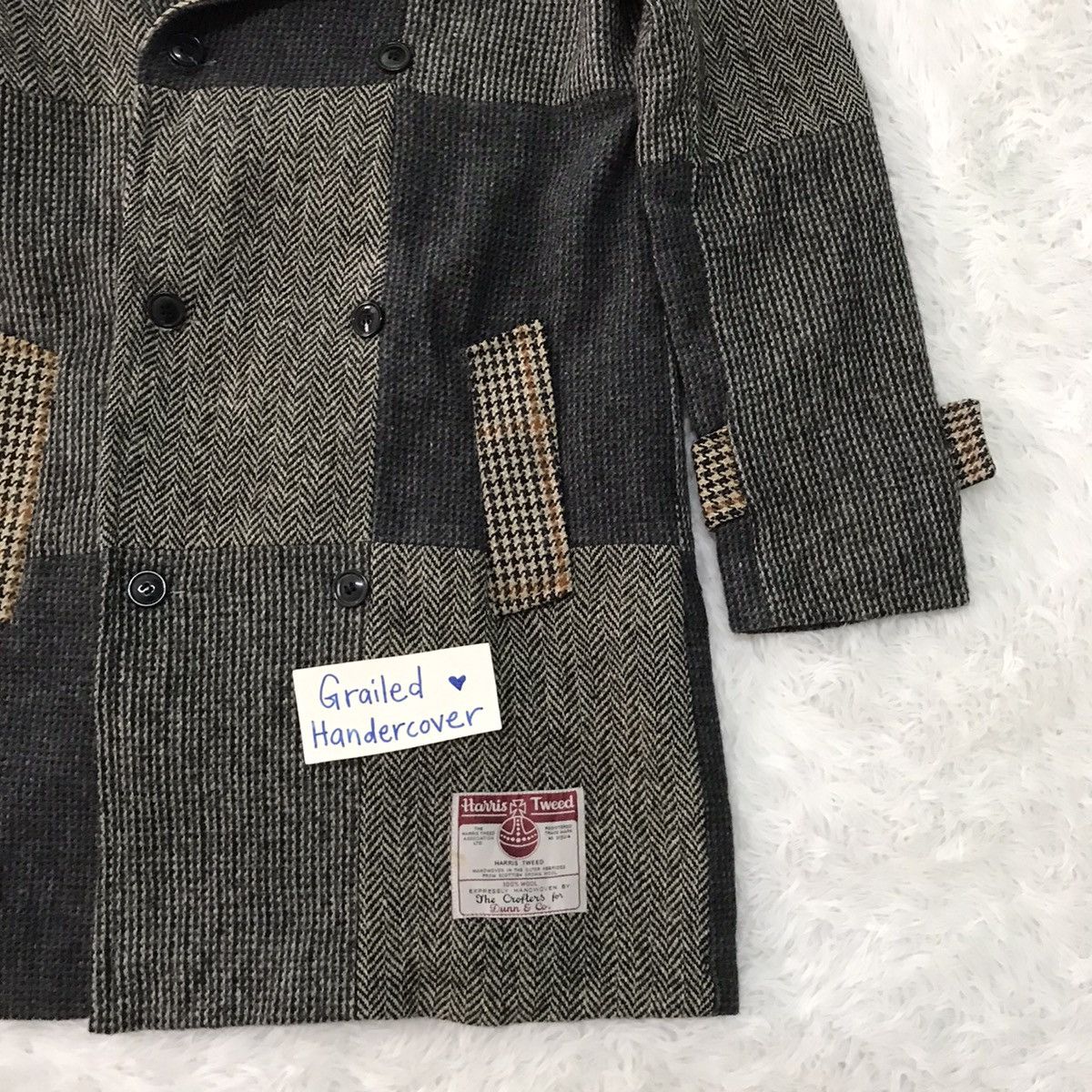 Harris Tweed Vtg Merci Marche Harris Tweed Nice Patches 100% Wool Jacket Size US L / EU 52-54 / 3 - 4 Thumbnail