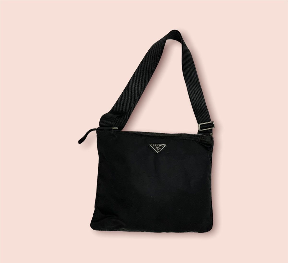 Prada Vintage Tessuto Slim Crossbody Bag in Black, Men's