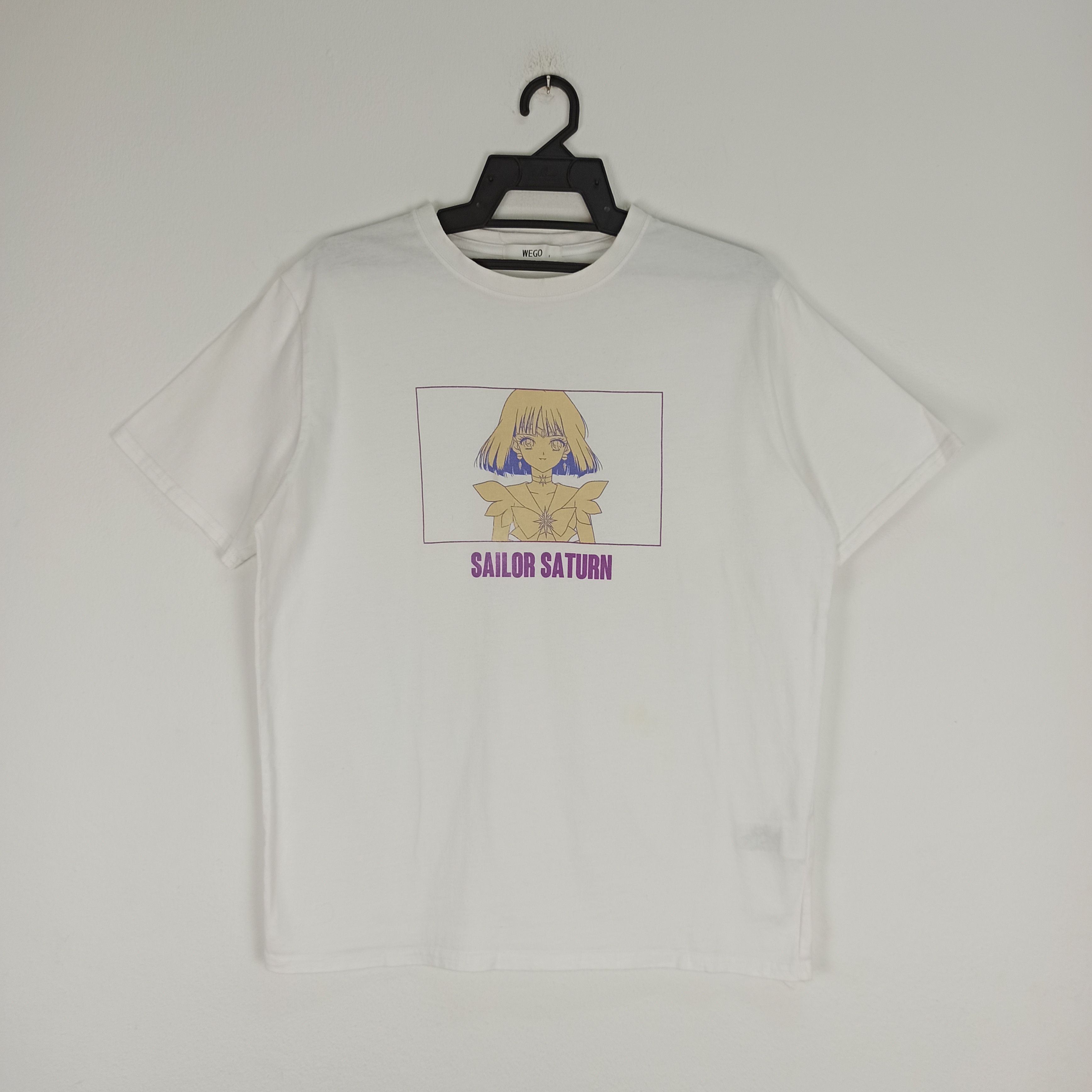 image of Anima x Vintage Sailormoon Sailor Saturn Anime Manga Shirt in White, Men's (Size Large)