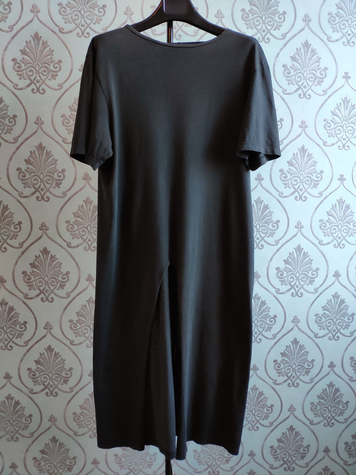 image of Obscur x Soderberg Ss12 Long Front Cut Tee.like Ann Demeulemeester in Mud Grey, Men's (Size Small)
