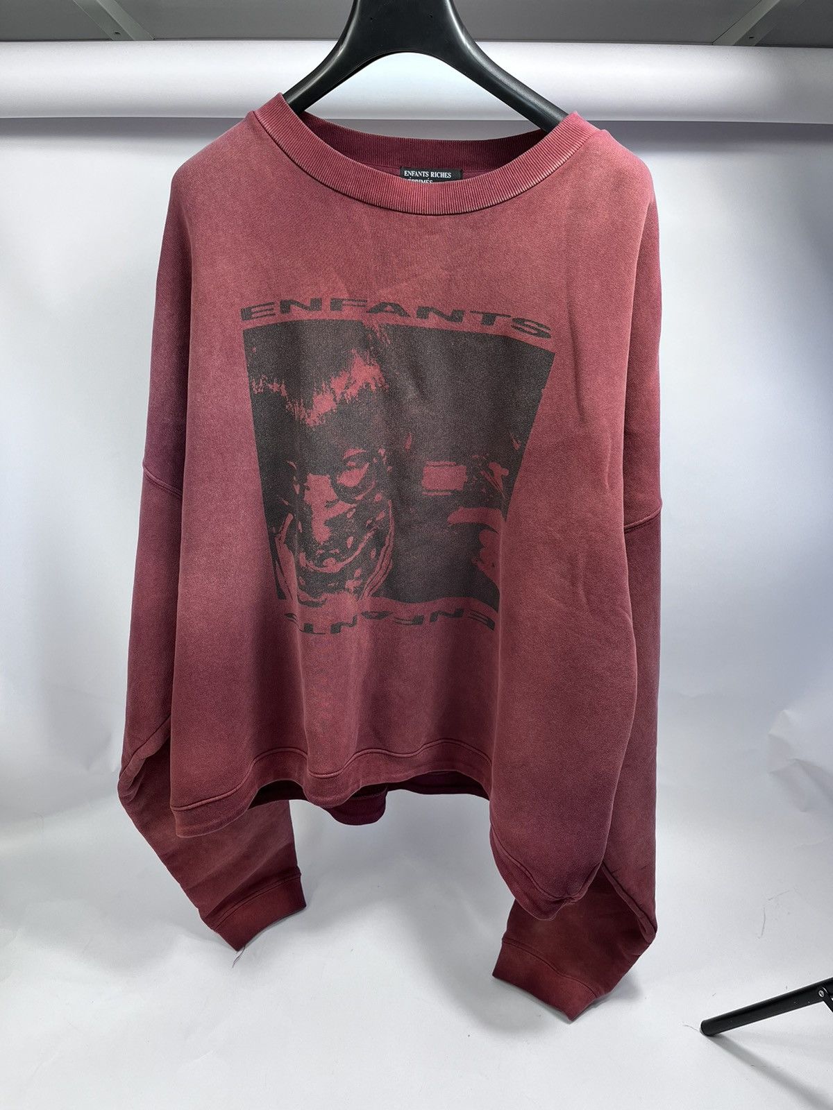 Pre-owned Enfants Riches Deprimes Enfants Riches Déprimés Erd Girl/gun Crewneck - Sun Faded In Burgundy Red