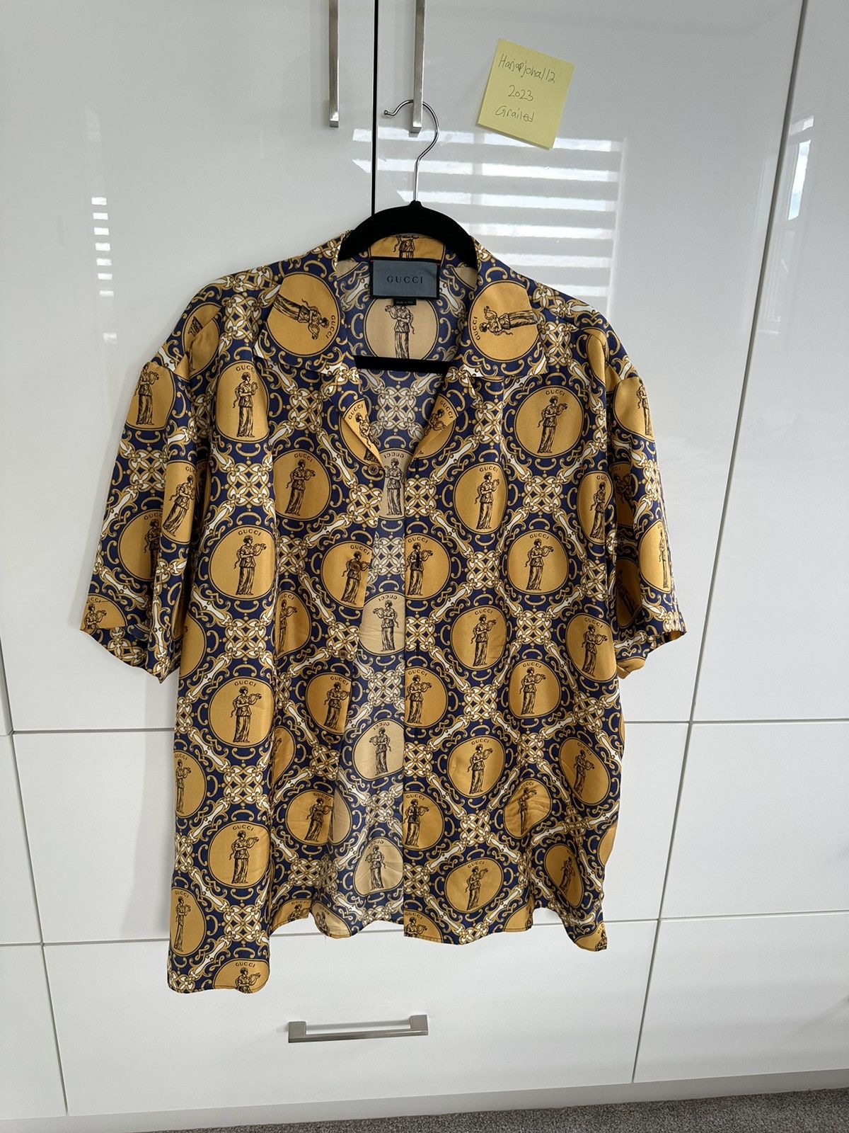 image of Gucci Diy Silk Shirt in Black/White, Men's (Size XL)