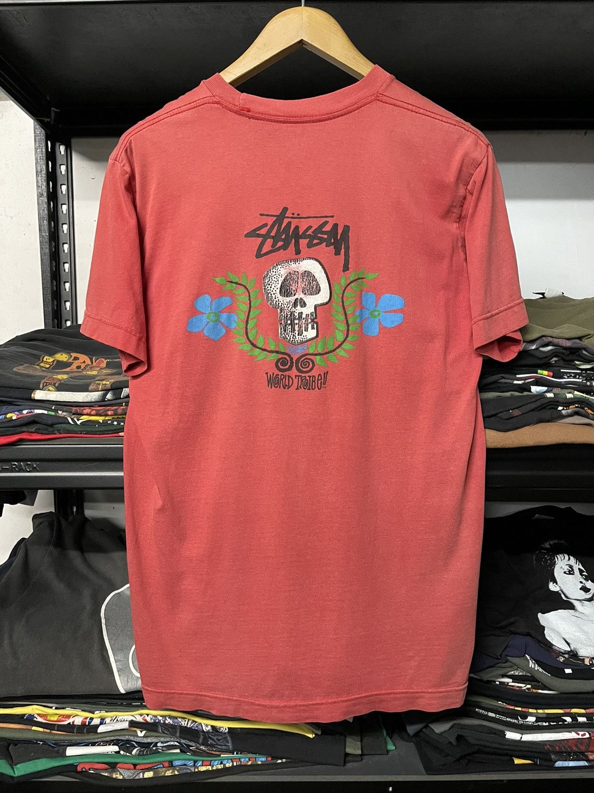 Stussy × Vintage Vintage Stussy World Tribe Skulls Skateboard Tees Size US L / EU 52-54 / 3 - 1 Thumbnail