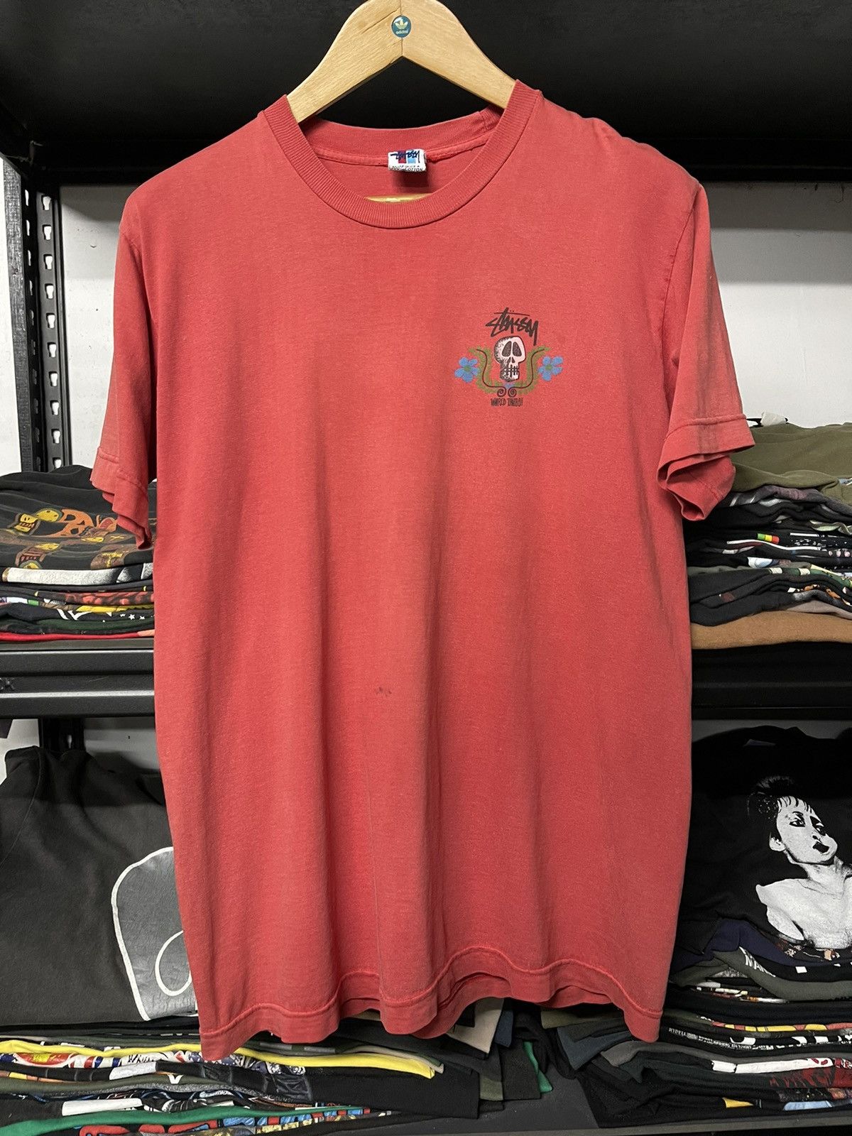 Stussy × Vintage Vintage Stussy World Tribe Skulls Skateboard Tees Size US L / EU 52-54 / 3 - 4 Thumbnail