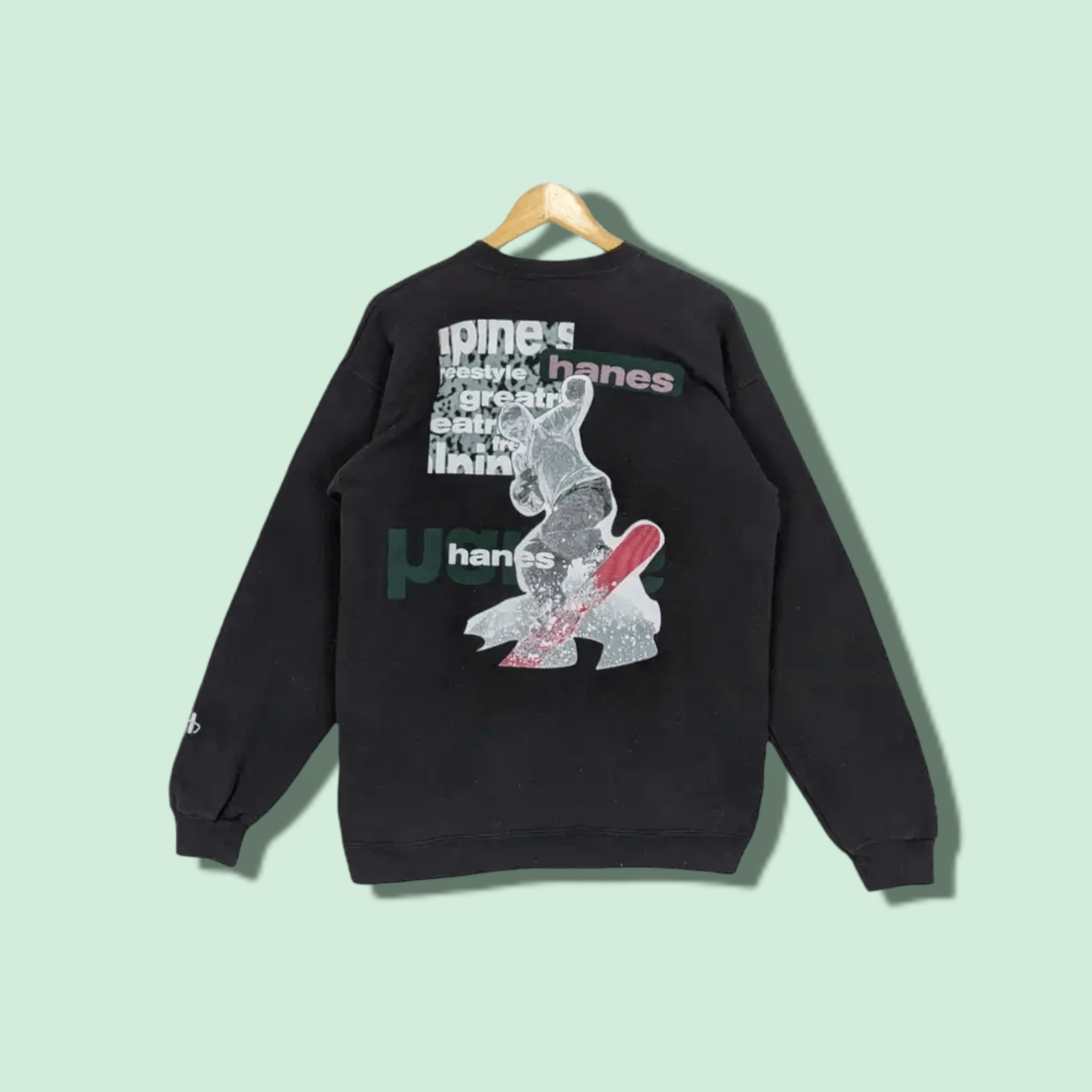 Hanes × Vintage Vintage 90's HANES Snowboard Jumper Sweatshirt Size US M / EU 48-50 / 2 - 1 Thumbnail