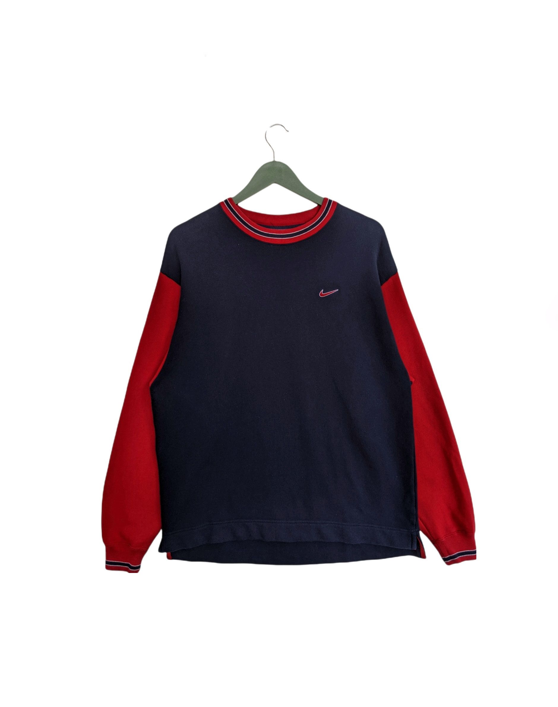 Nike × Vintage Vintage 90s Nike Two Tone Sweatshirt Size US L / EU 52-54 / 3 - 1 Thumbnail